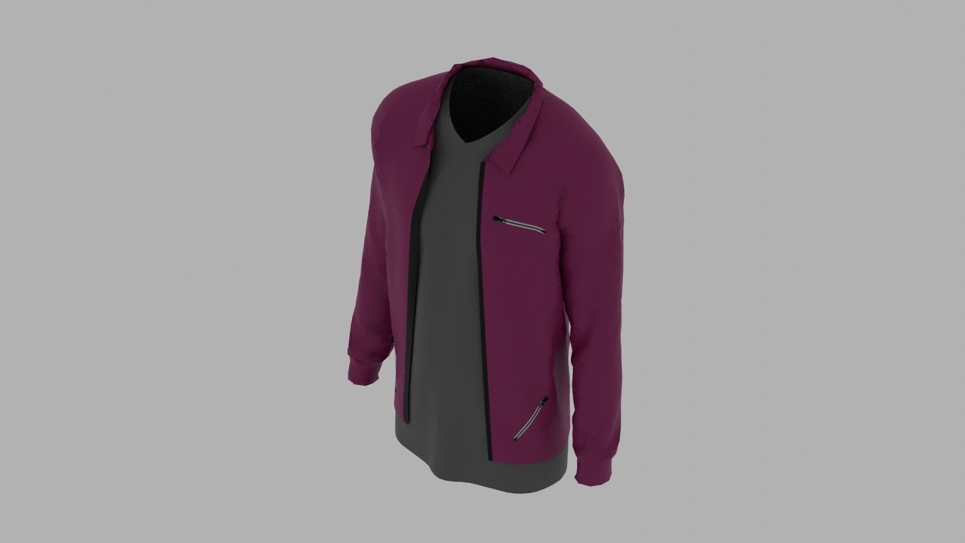 Jacket - T-shirt Low-poly 3D model_5
