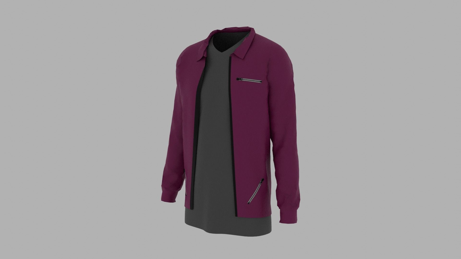 Jacket - T-shirt Low-poly 3D model_1