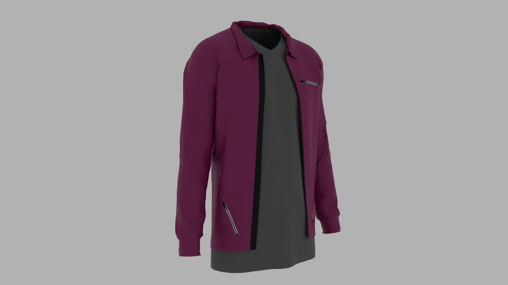 Jacket - T-shirt Low-poly 3D model_2