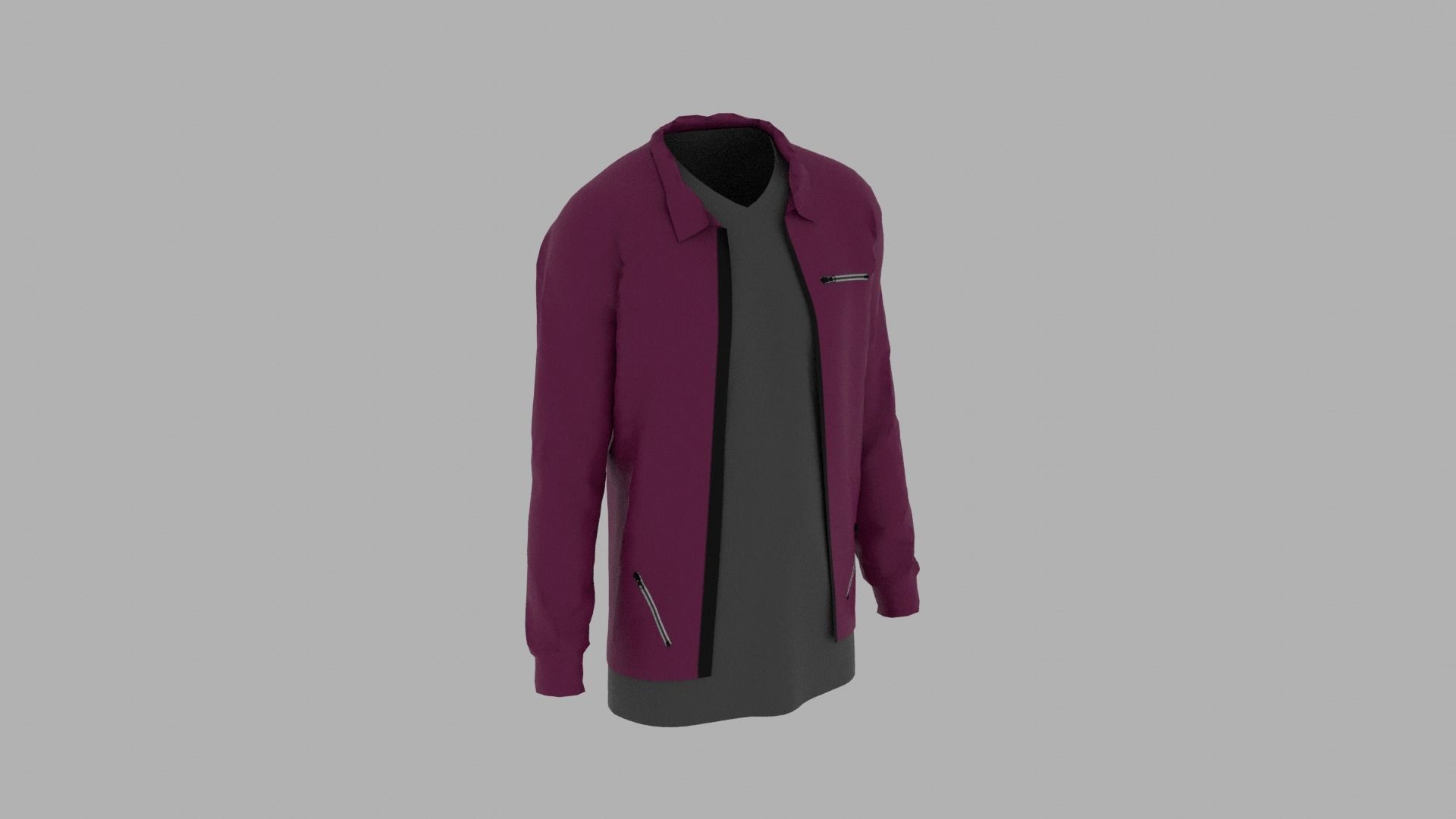 Jacket - T-shirt Low-poly 3D model_3
