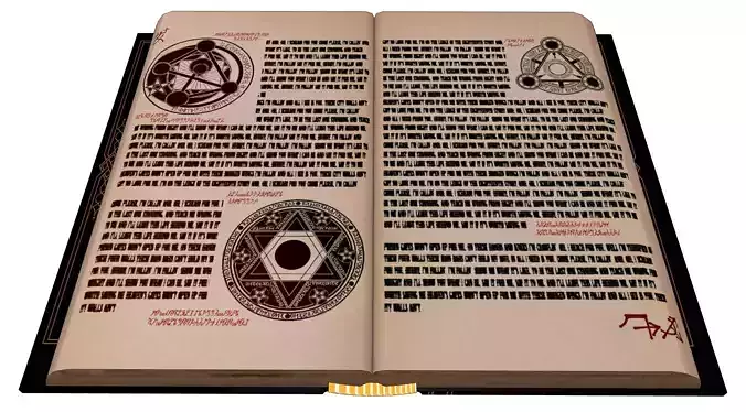 Grimoire open book with design 3D model