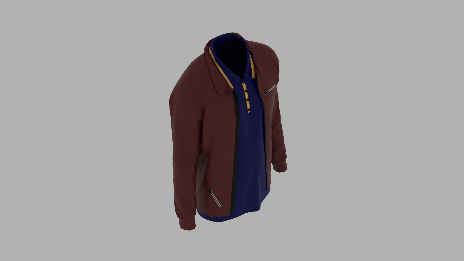 Jacket - T-shirt Low-poly 3D model_6