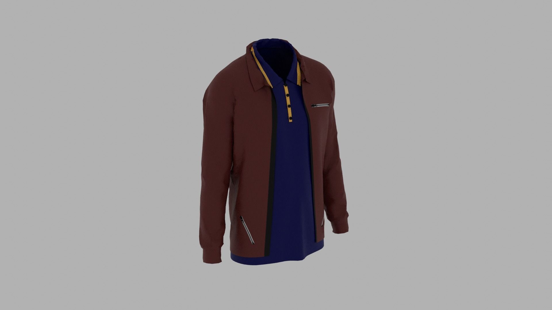 Jacket - T-shirt Low-poly 3D model_3