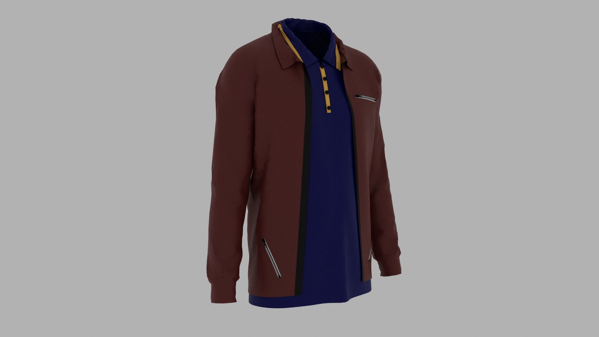 Jacket - T-shirt Low-poly 3D model_2