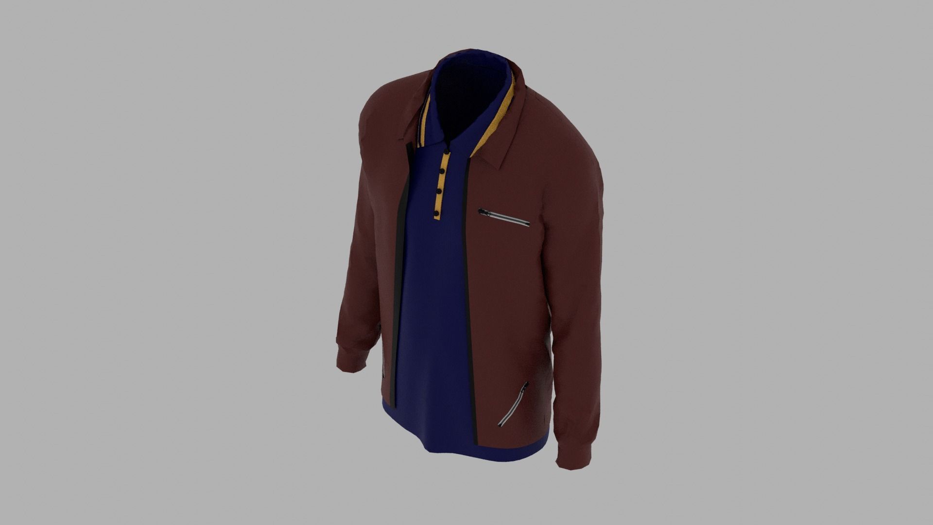 Jacket - T-shirt Low-poly 3D model_5