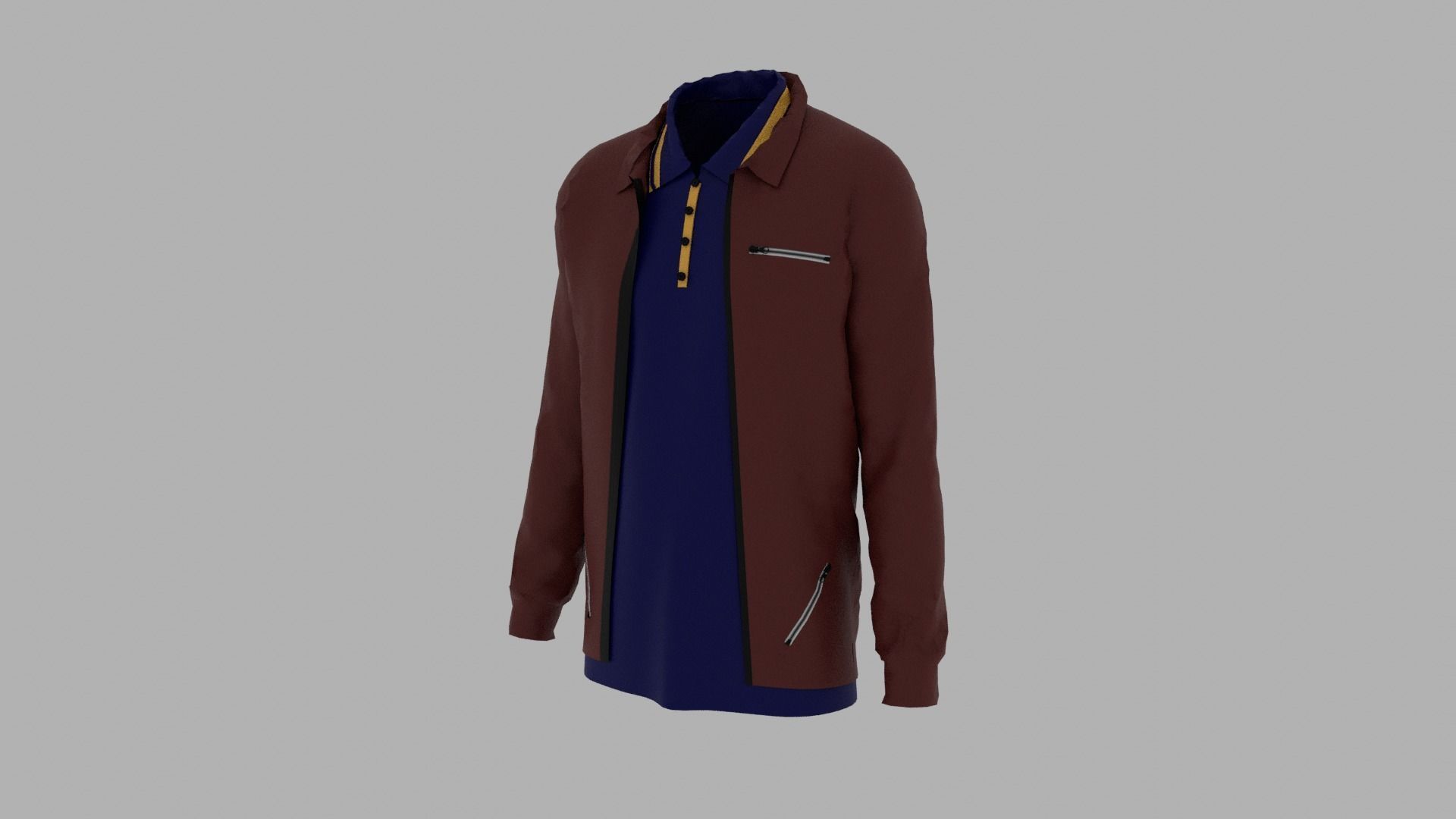 Jacket - T-shirt Low-poly 3D model_1
