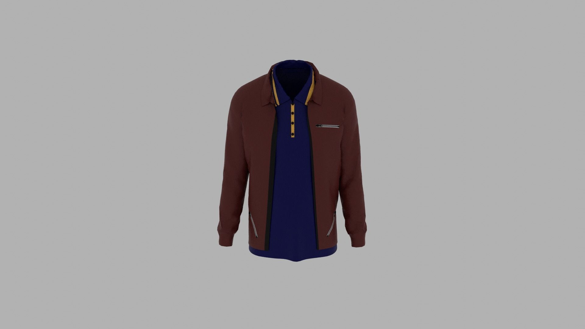 Jacket - T-shirt Low-poly 3D model_4