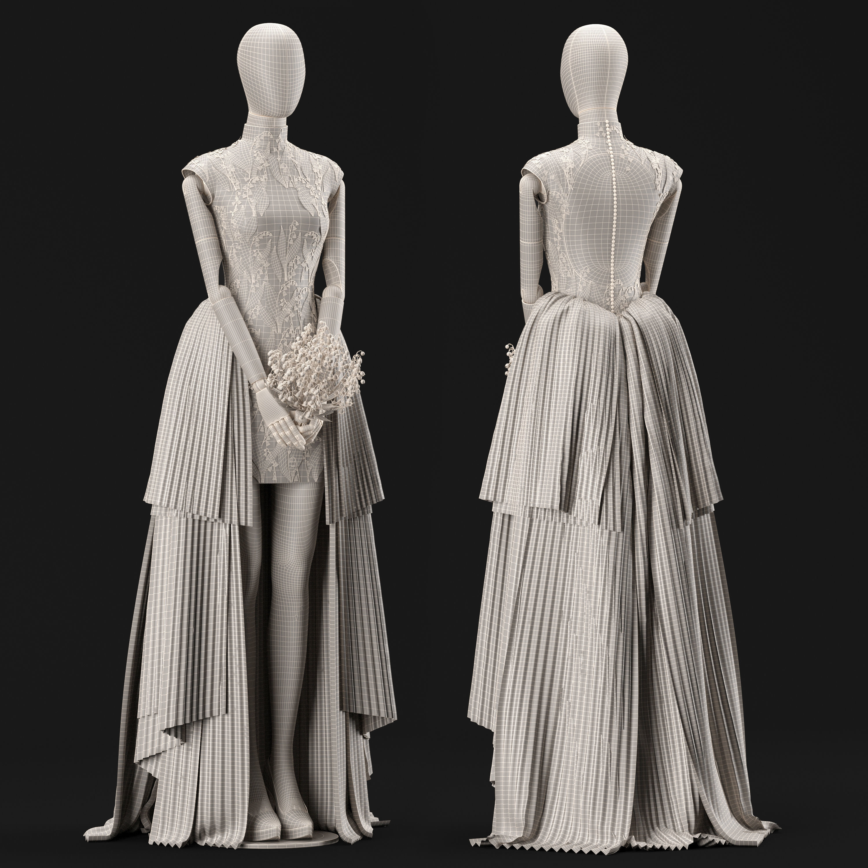 Wedding dress 02 3D model_6