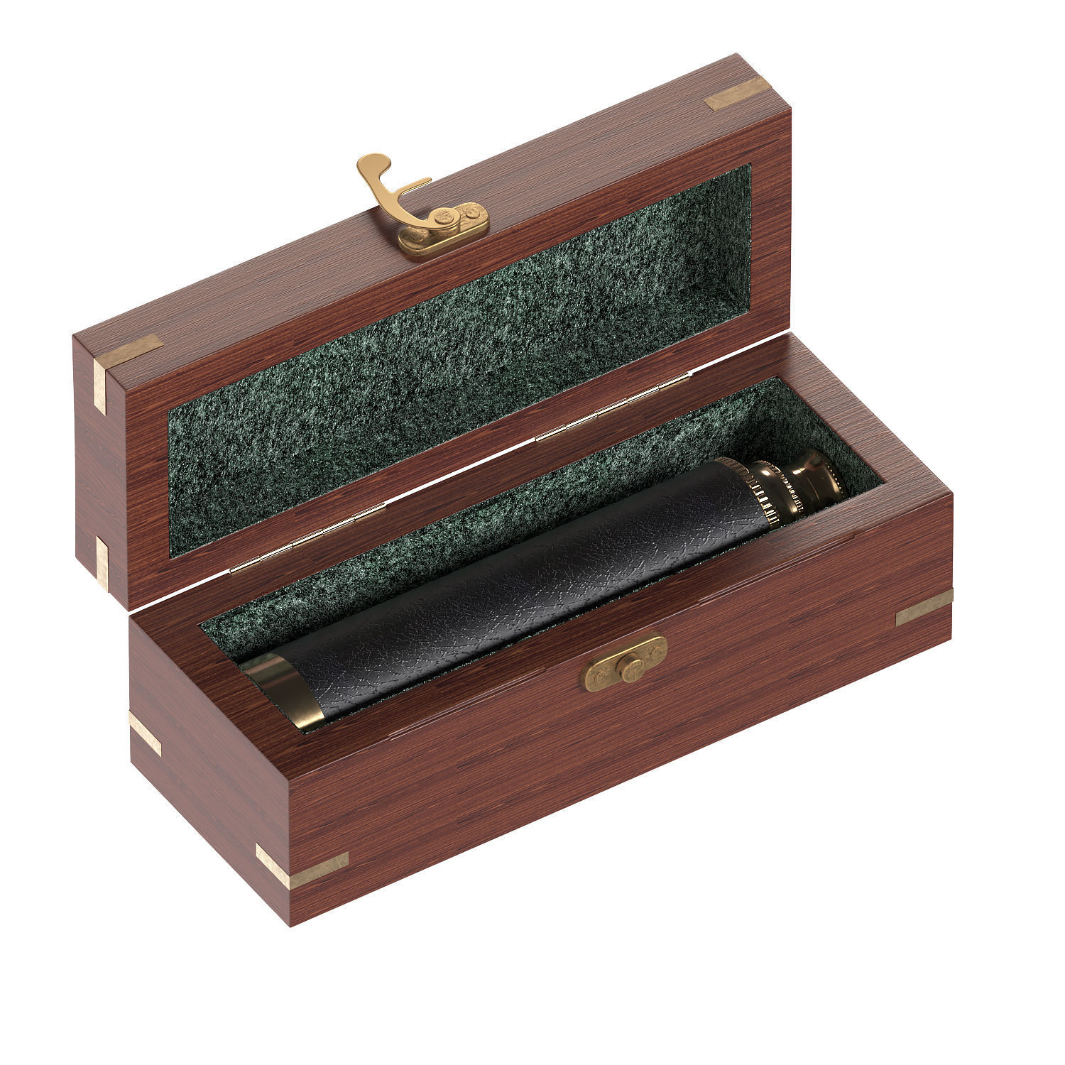 Spyglass wooden box with magnifying glass inside Low-poly 3D model_2