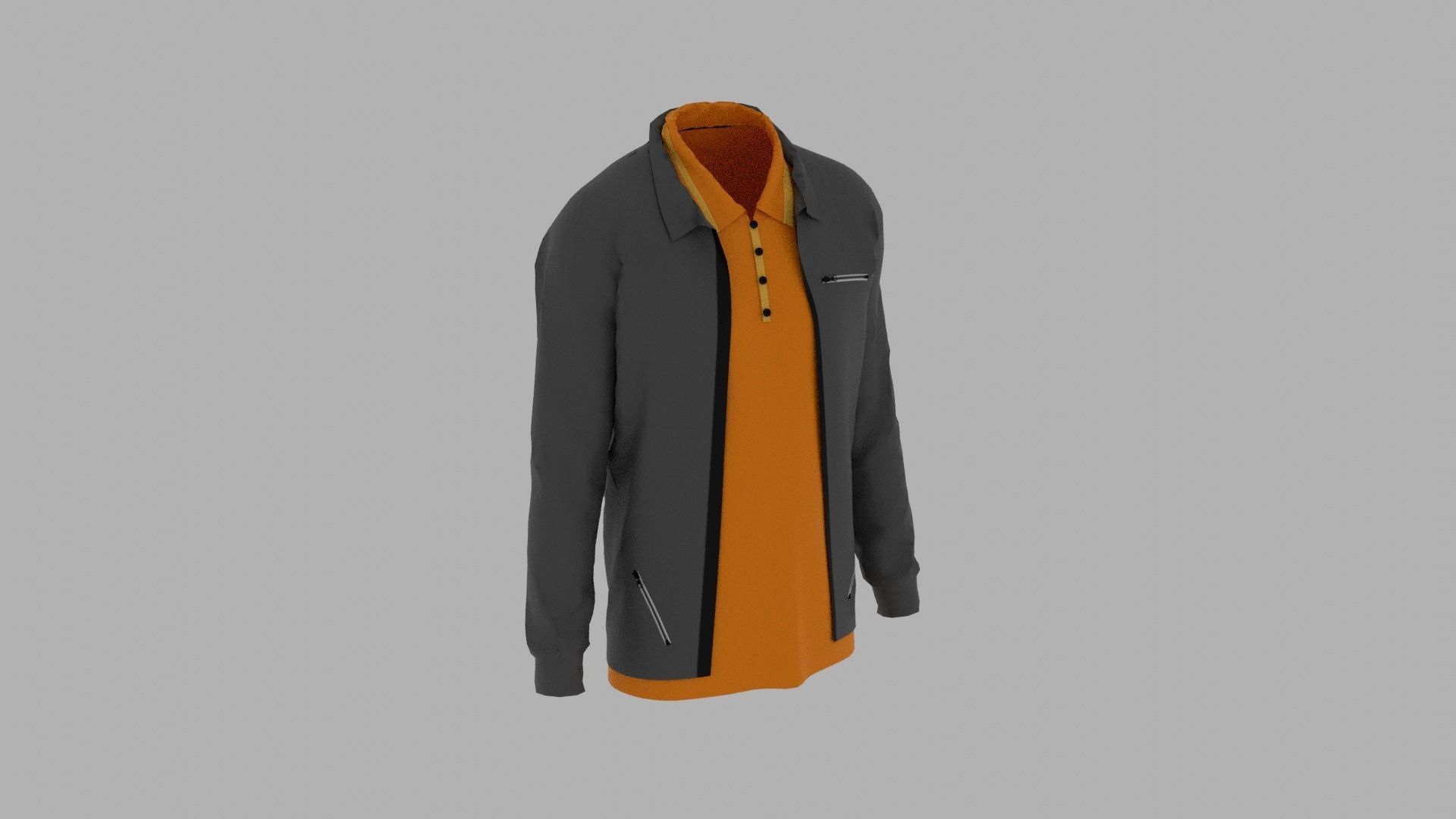 Jacket - T-shirt Low-poly 3D model_3