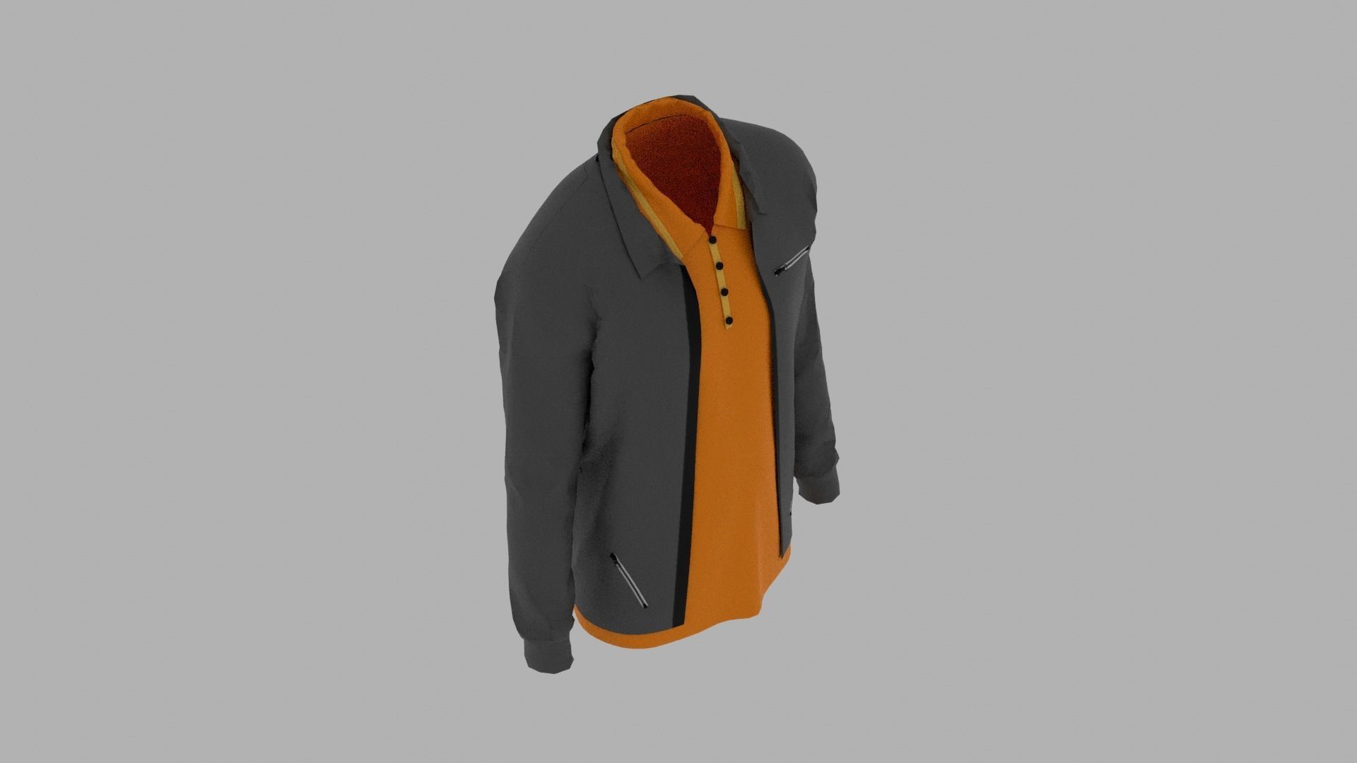 Jacket - T-shirt Low-poly 3D model_6