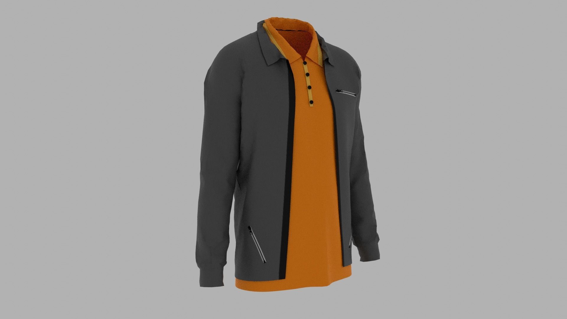 Jacket - T-shirt Low-poly 3D model_2