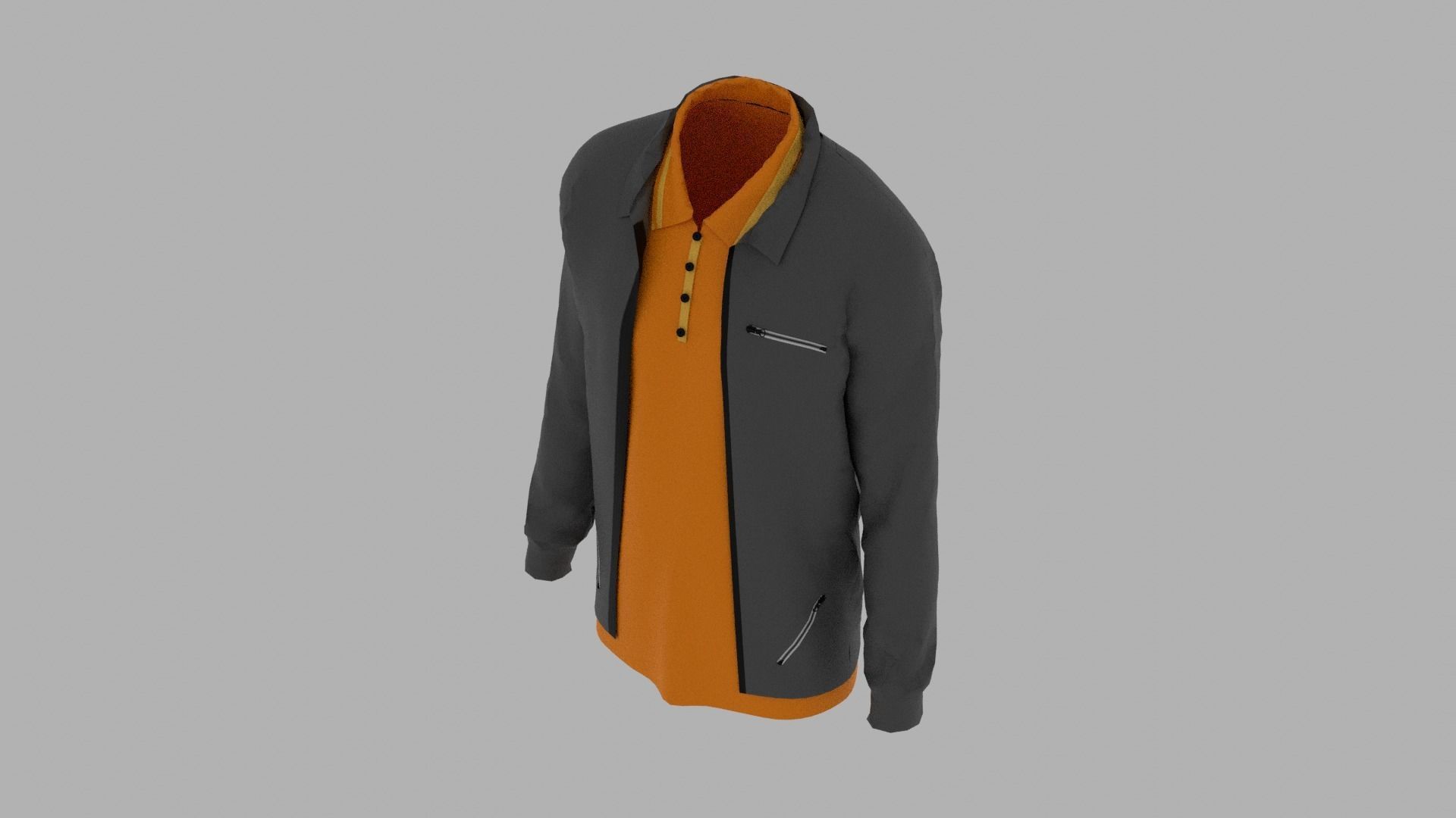 Jacket - T-shirt Low-poly 3D model_5