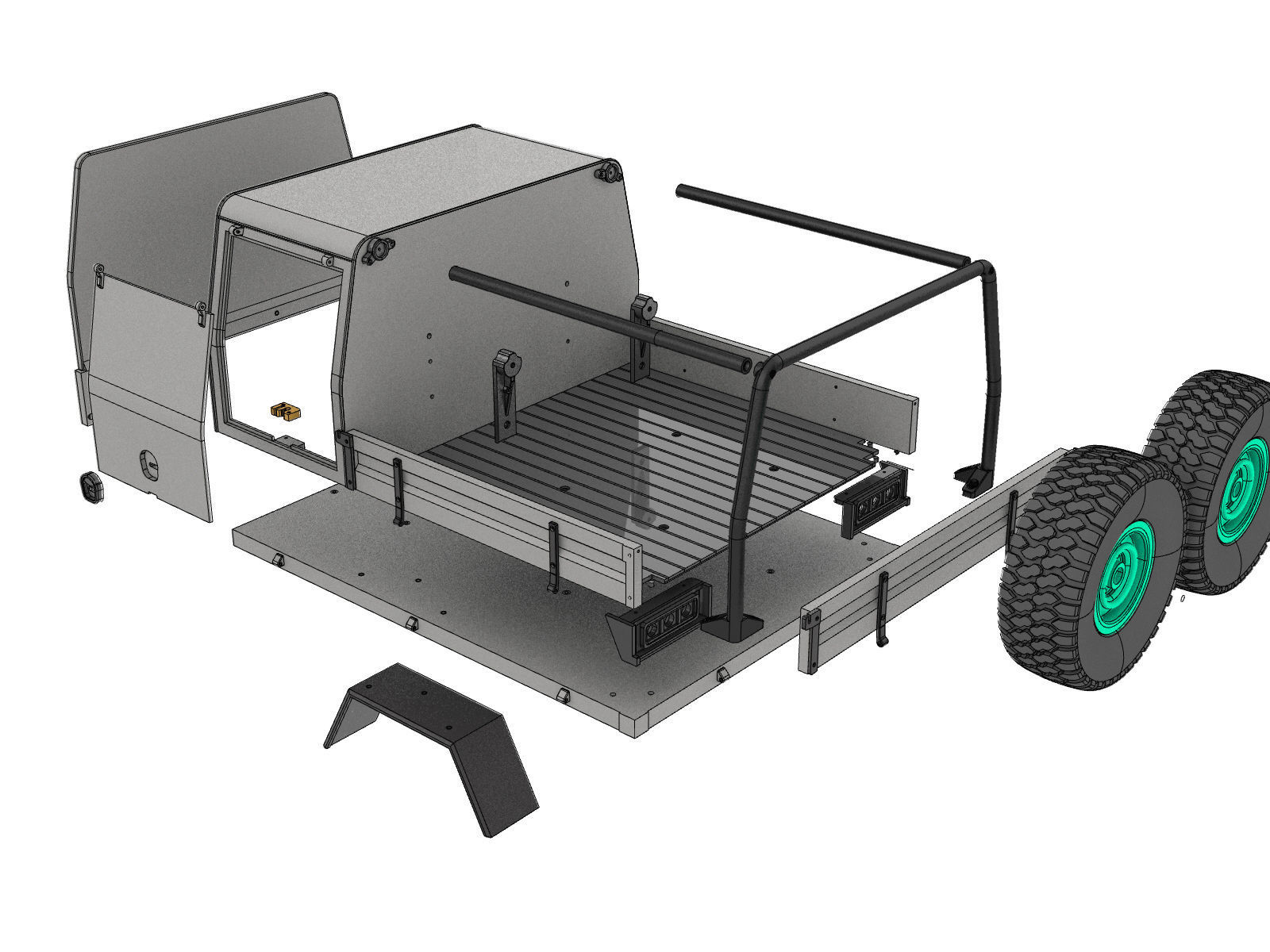 off road pickup truck bed and canopy 1 to 10 SCALE 3D print model_4