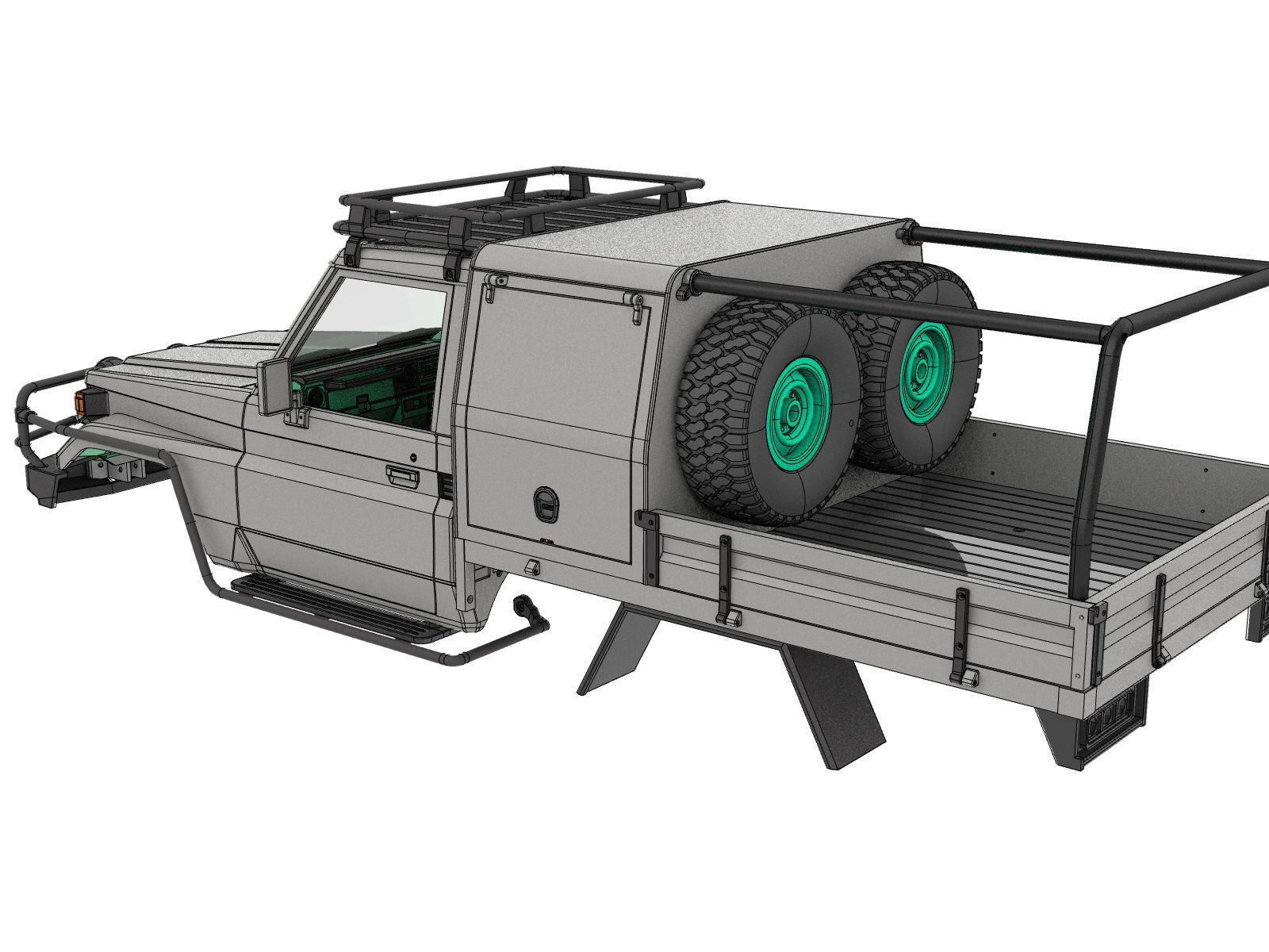 off road pickup truck bed and canopy 1 to 10 SCALE 3D print model_6