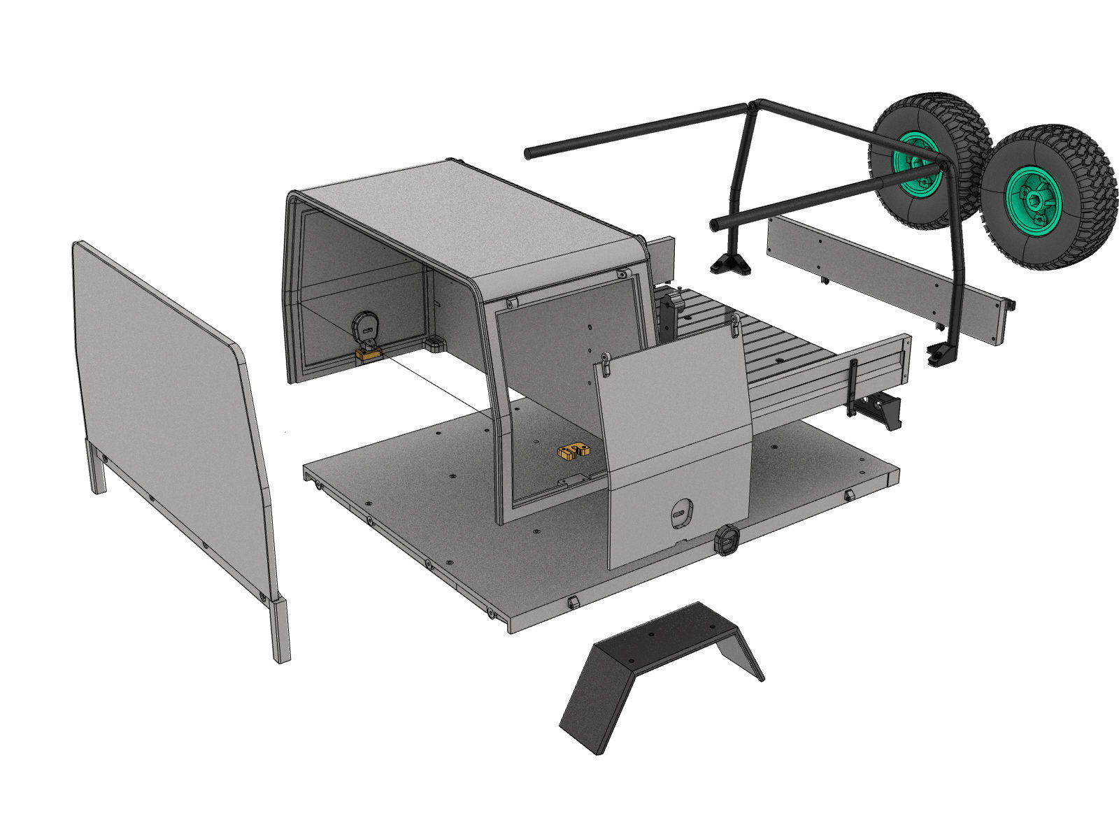 off road pickup truck bed and canopy 1 to 10 SCALE 3D print model_3