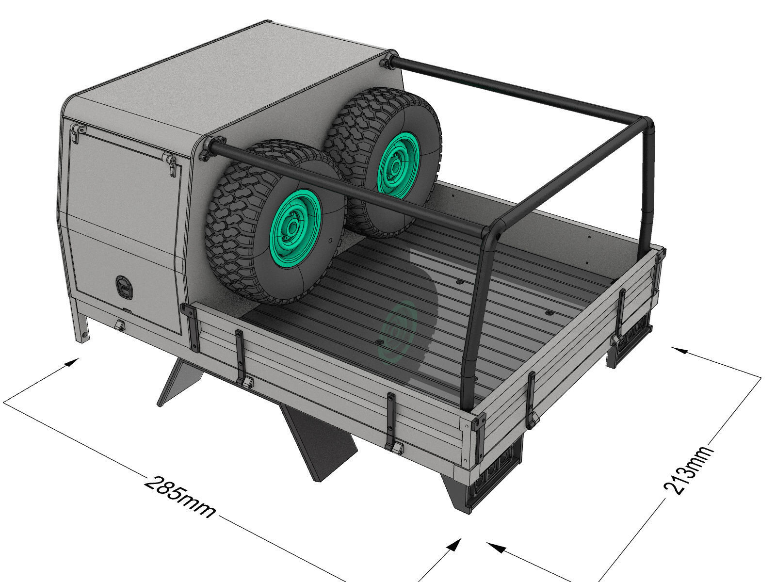 off road pickup truck bed and canopy 1 to 10 SCALE 3D print model_2