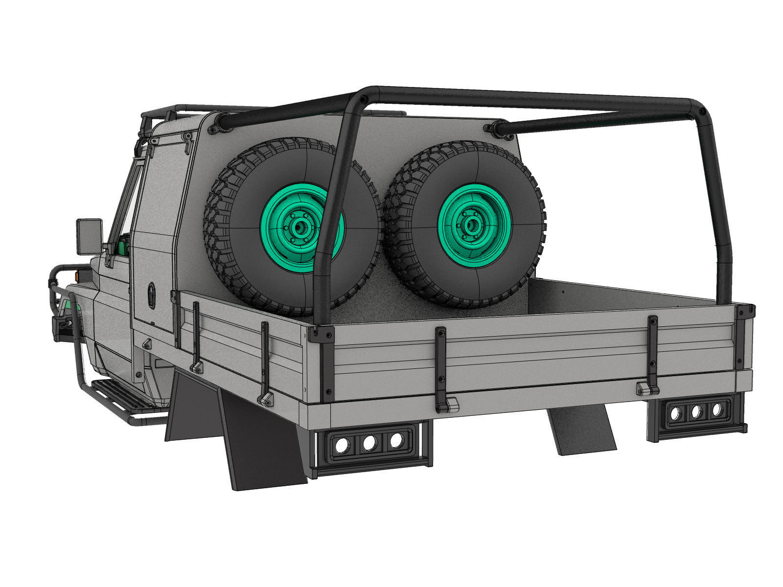 off road pickup truck bed and canopy 1 to 10 SCALE 3D print model_7