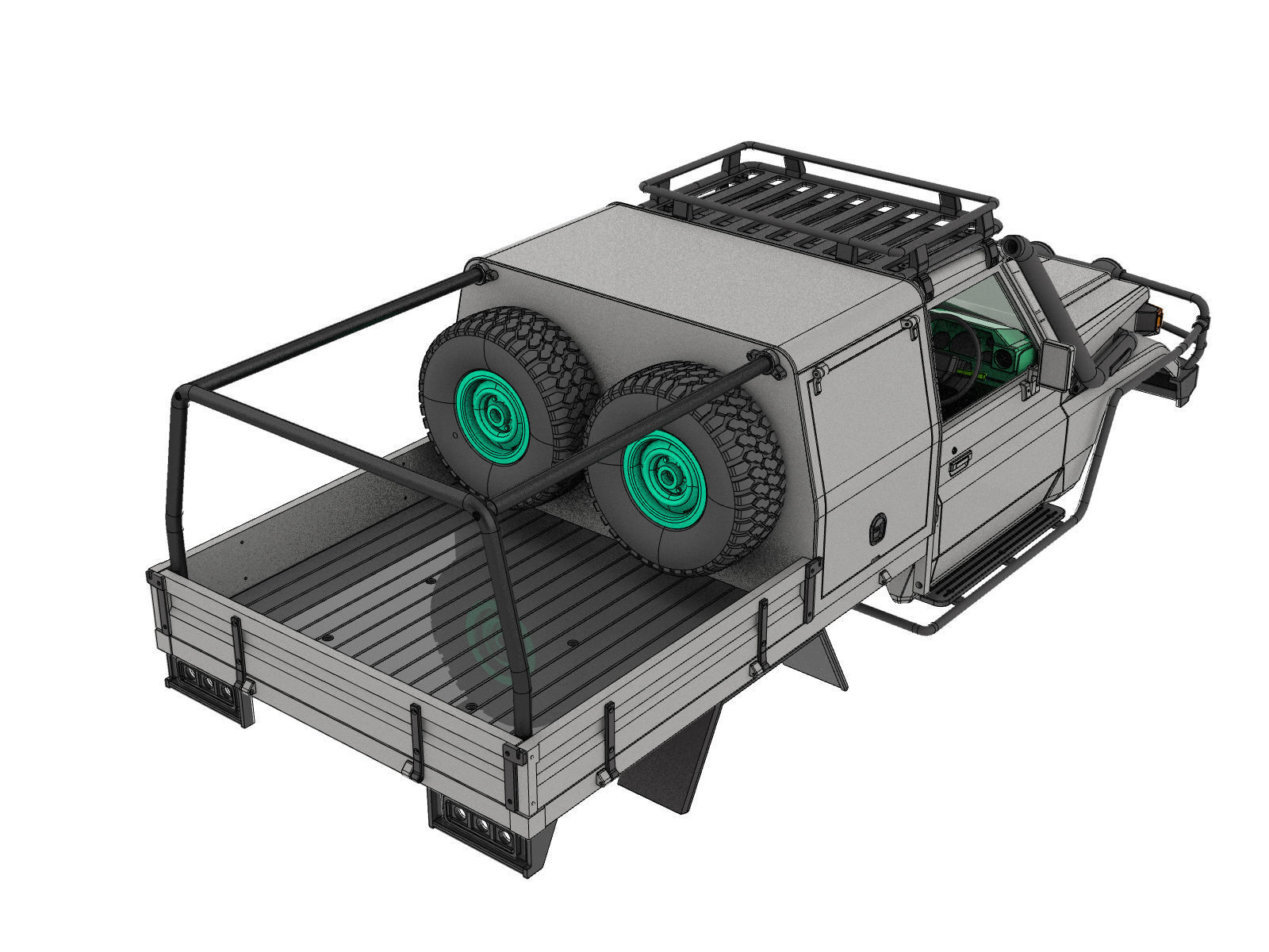 off road pickup truck bed and canopy 1 to 10 SCALE 3D print model_5