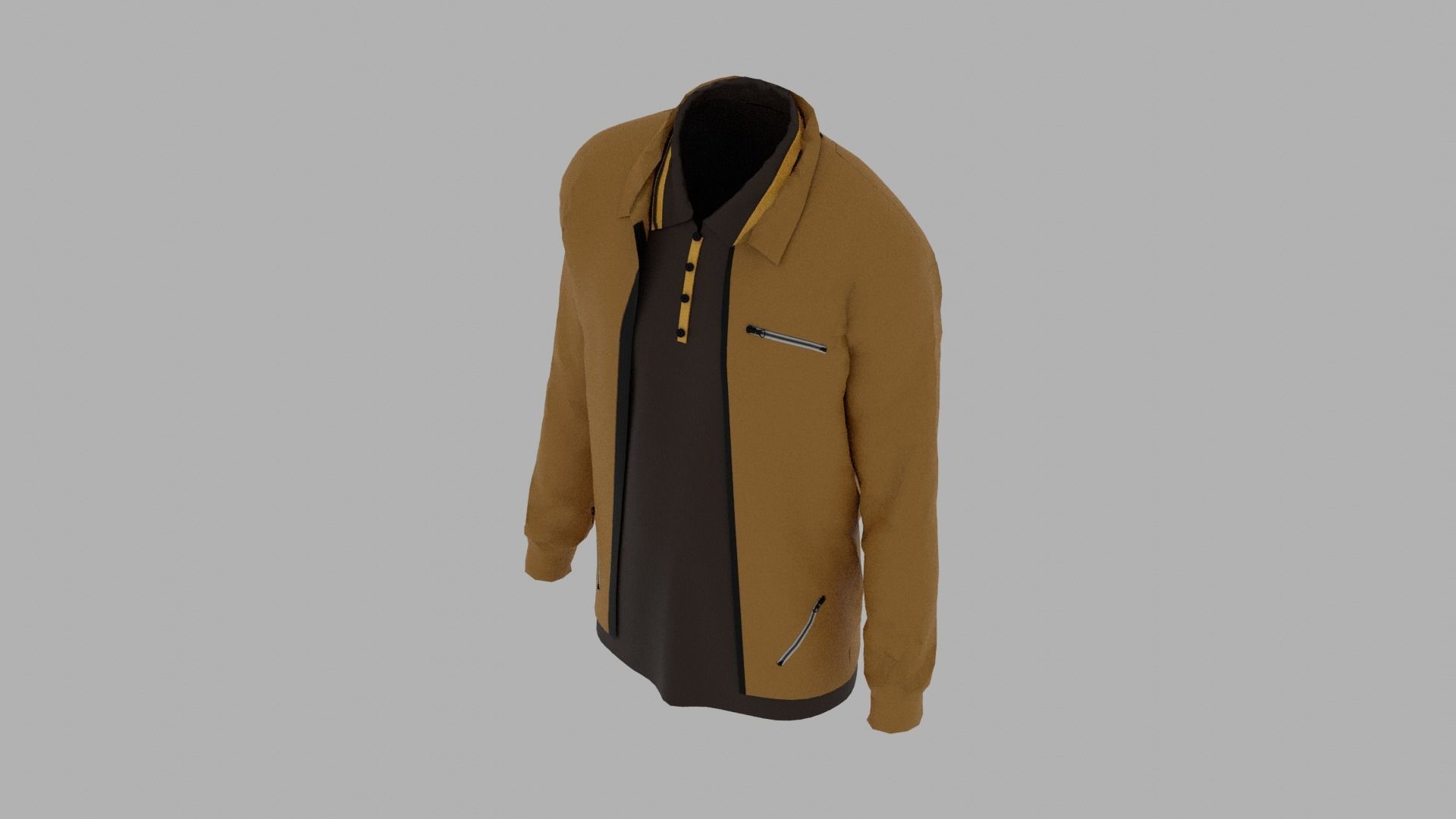 Jacket - T-shirt Low-poly 3D model_5