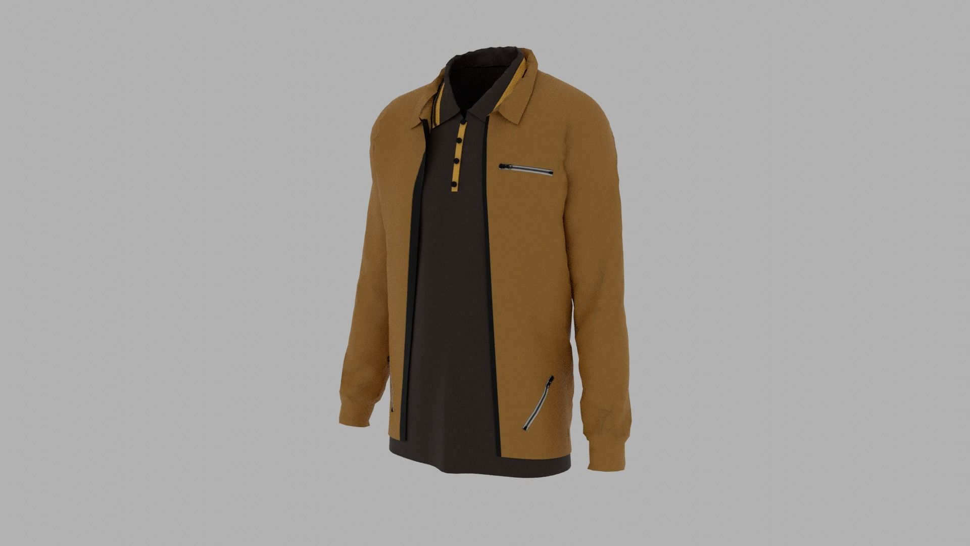 Jacket - T-shirt Low-poly 3D model_1