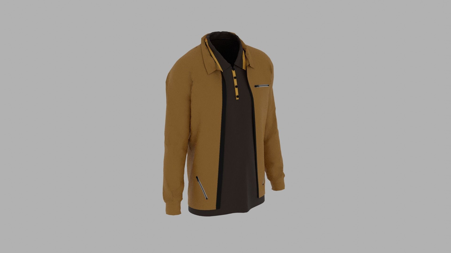 Jacket - T-shirt Low-poly 3D model_3