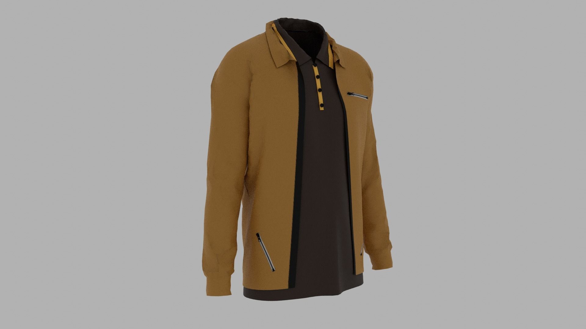 Jacket - T-shirt Low-poly 3D model_2