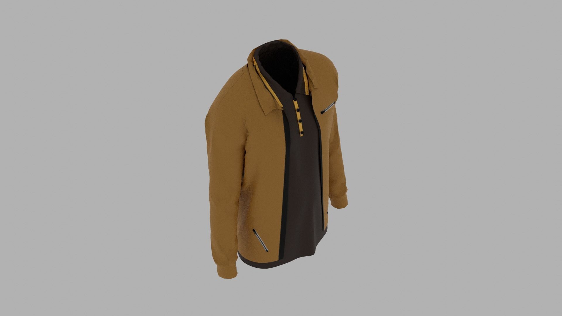 Jacket - T-shirt Low-poly 3D model_6