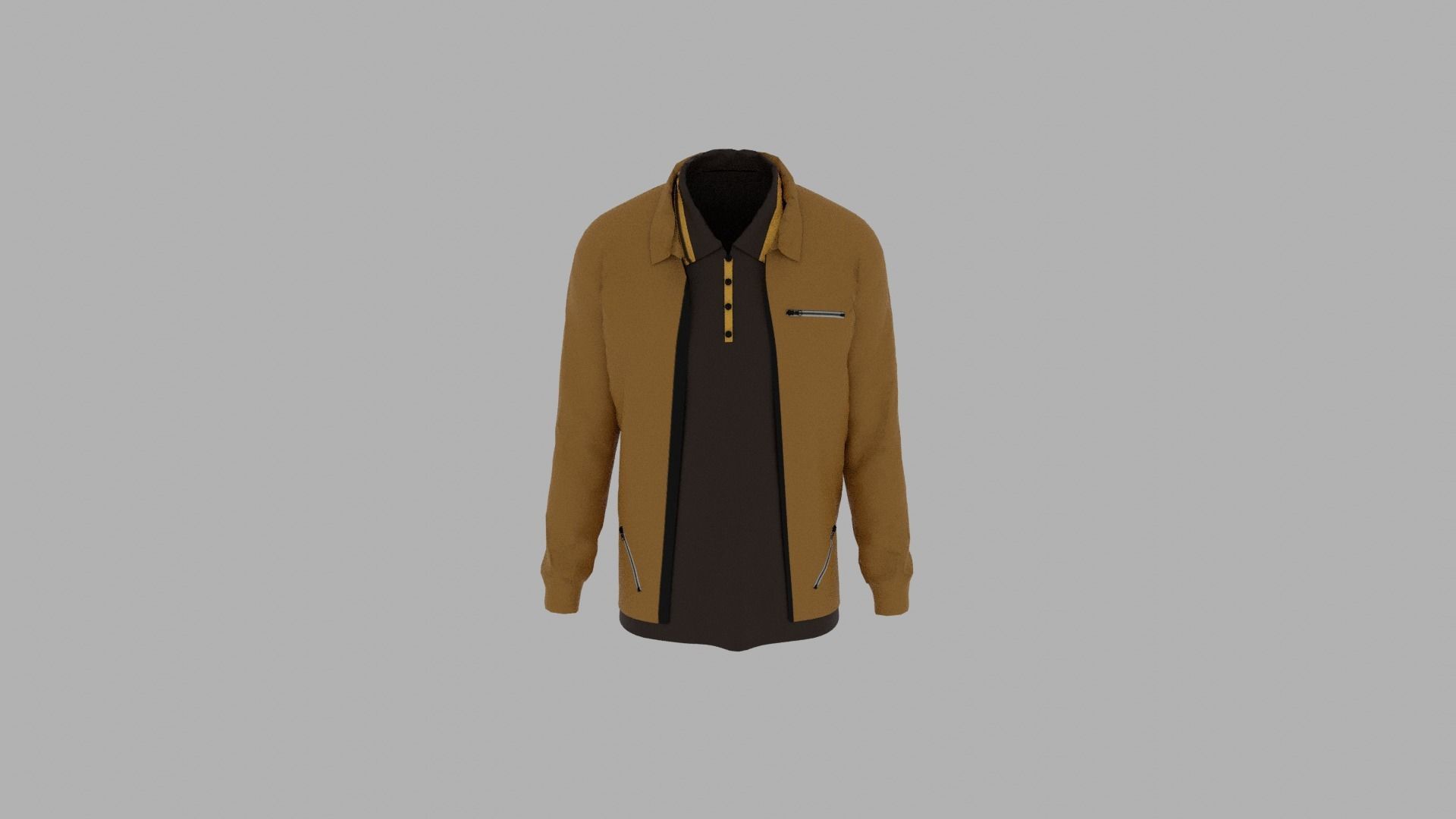 Jacket - T-shirt Low-poly 3D model_4