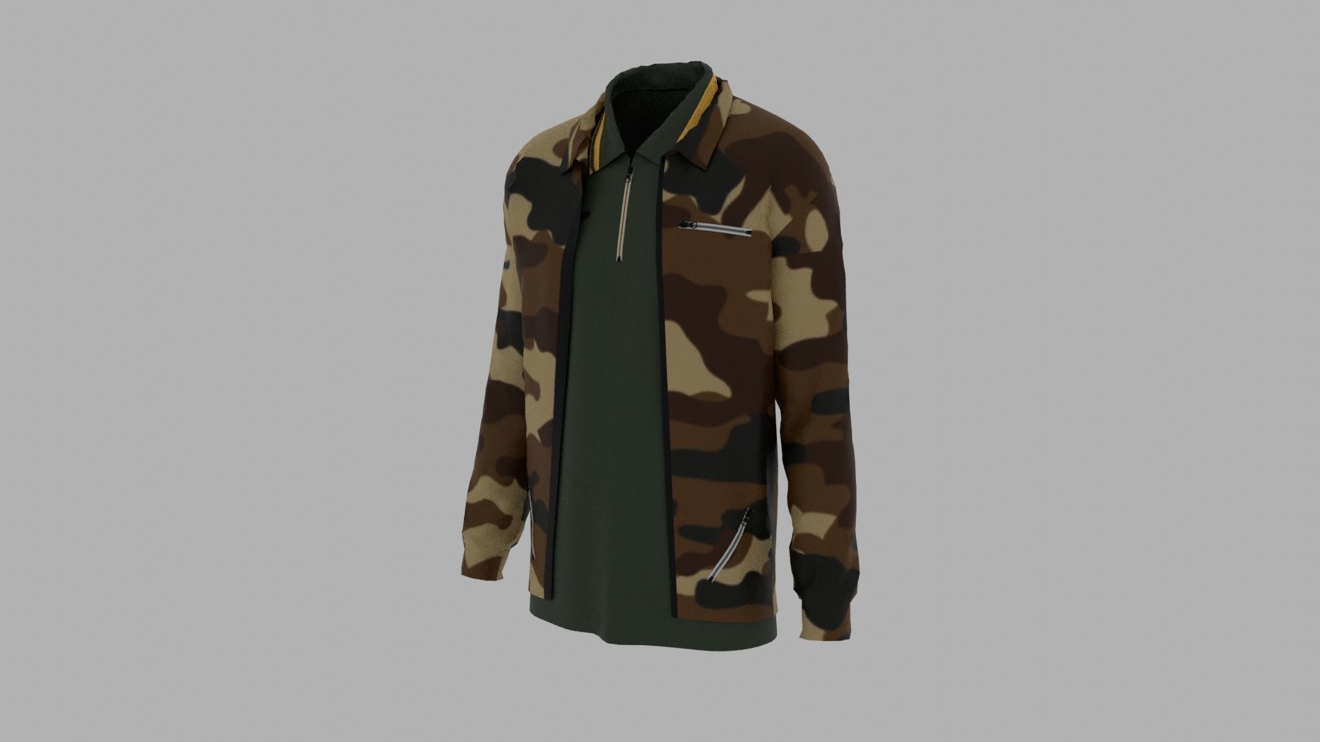 Jacket - T-shirt Low-poly 3D model_1