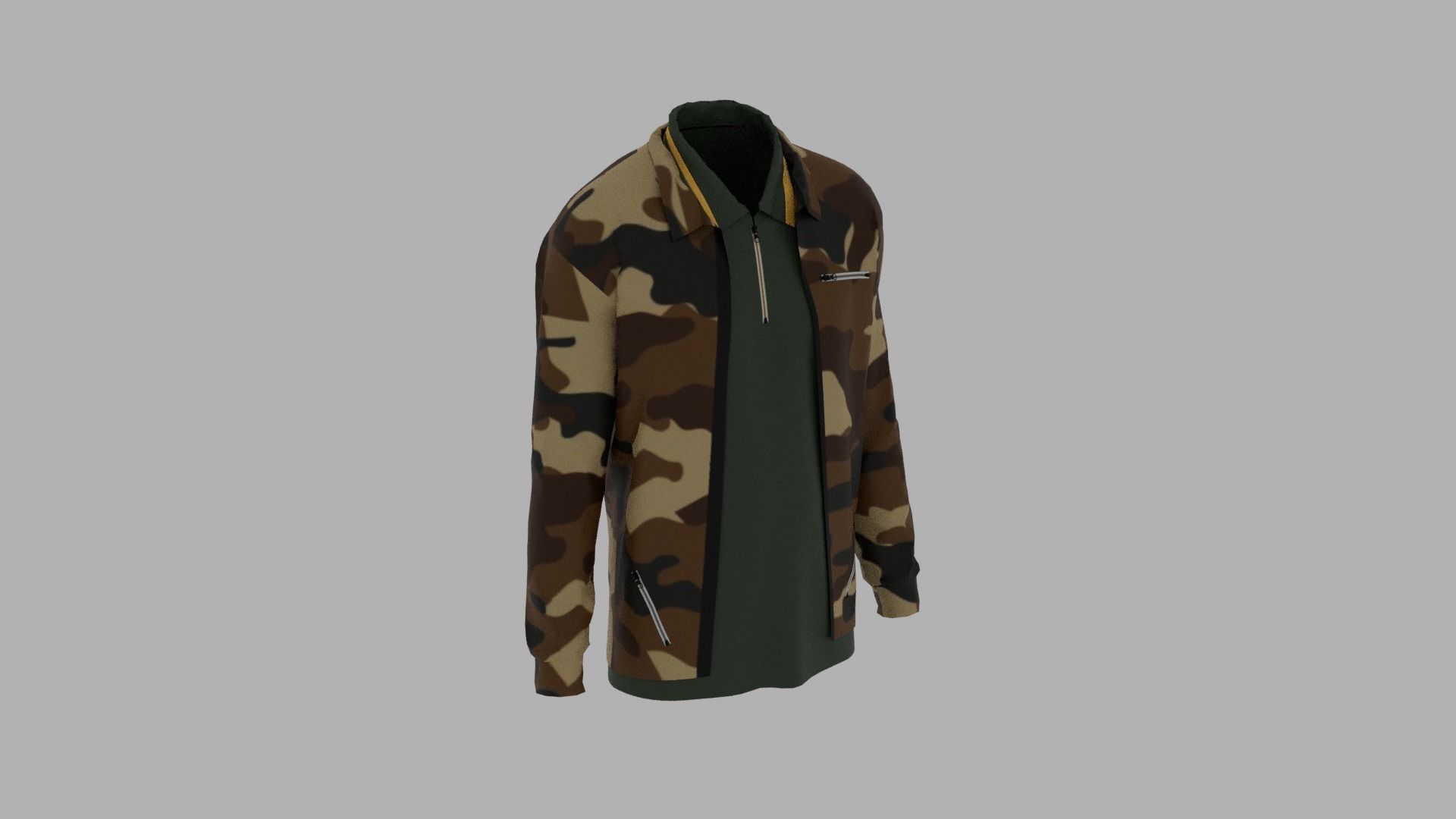 Jacket - T-shirt Low-poly 3D model_3