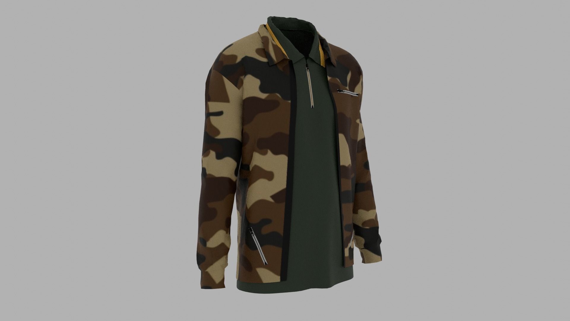 Jacket - T-shirt Low-poly 3D model_2