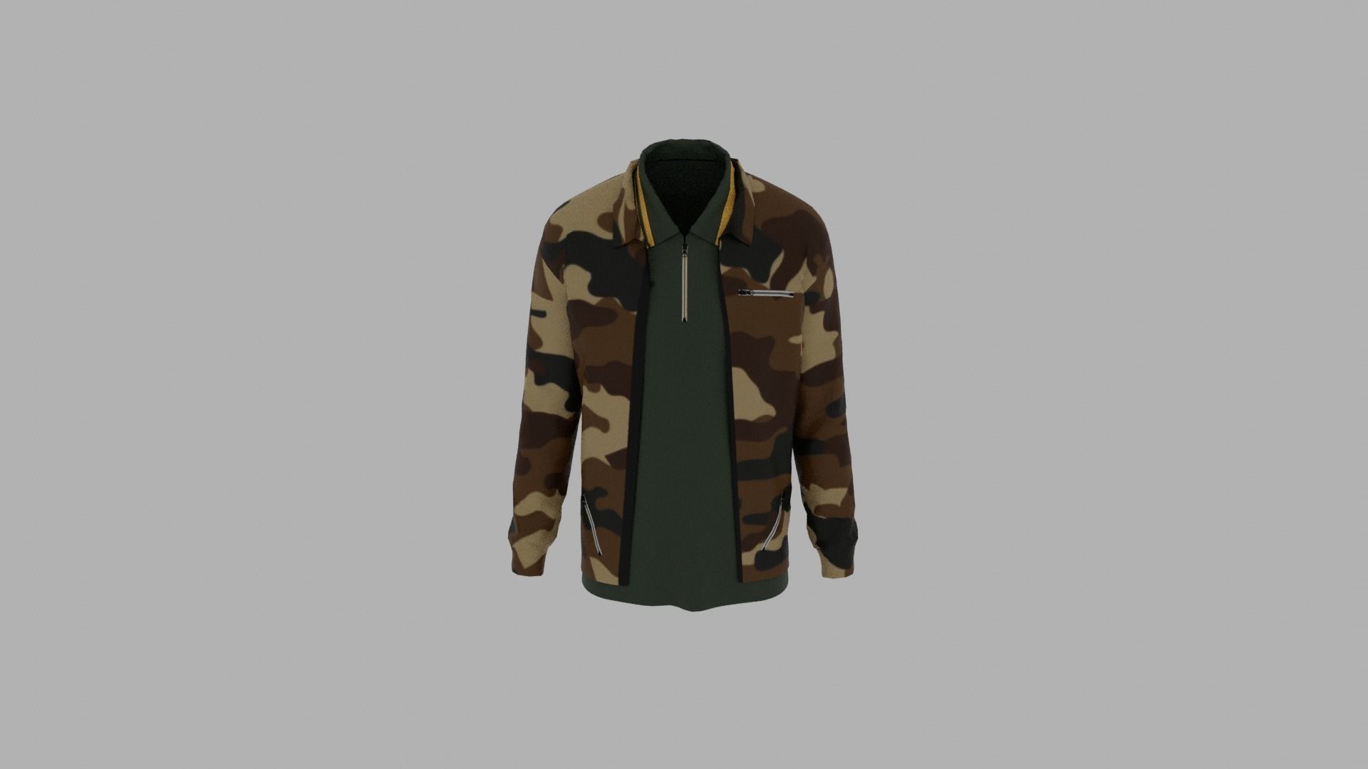 Jacket - T-shirt Low-poly 3D model_4
