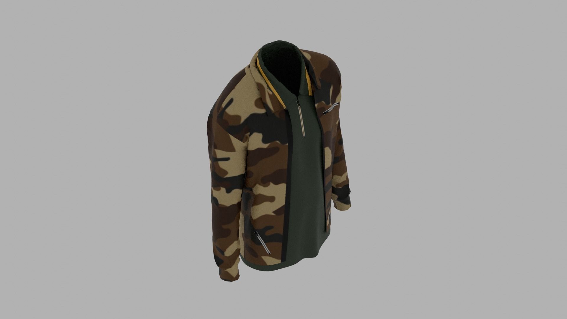 Jacket - T-shirt Low-poly 3D model_6