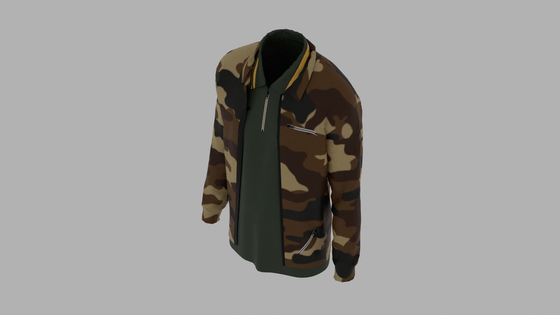 Jacket - T-shirt Low-poly 3D model_5