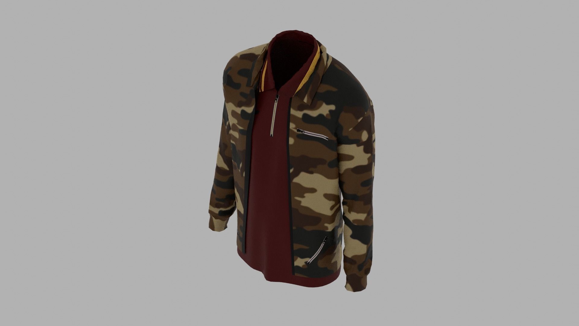 Jacket - T-shirt Low-poly 3D model_5