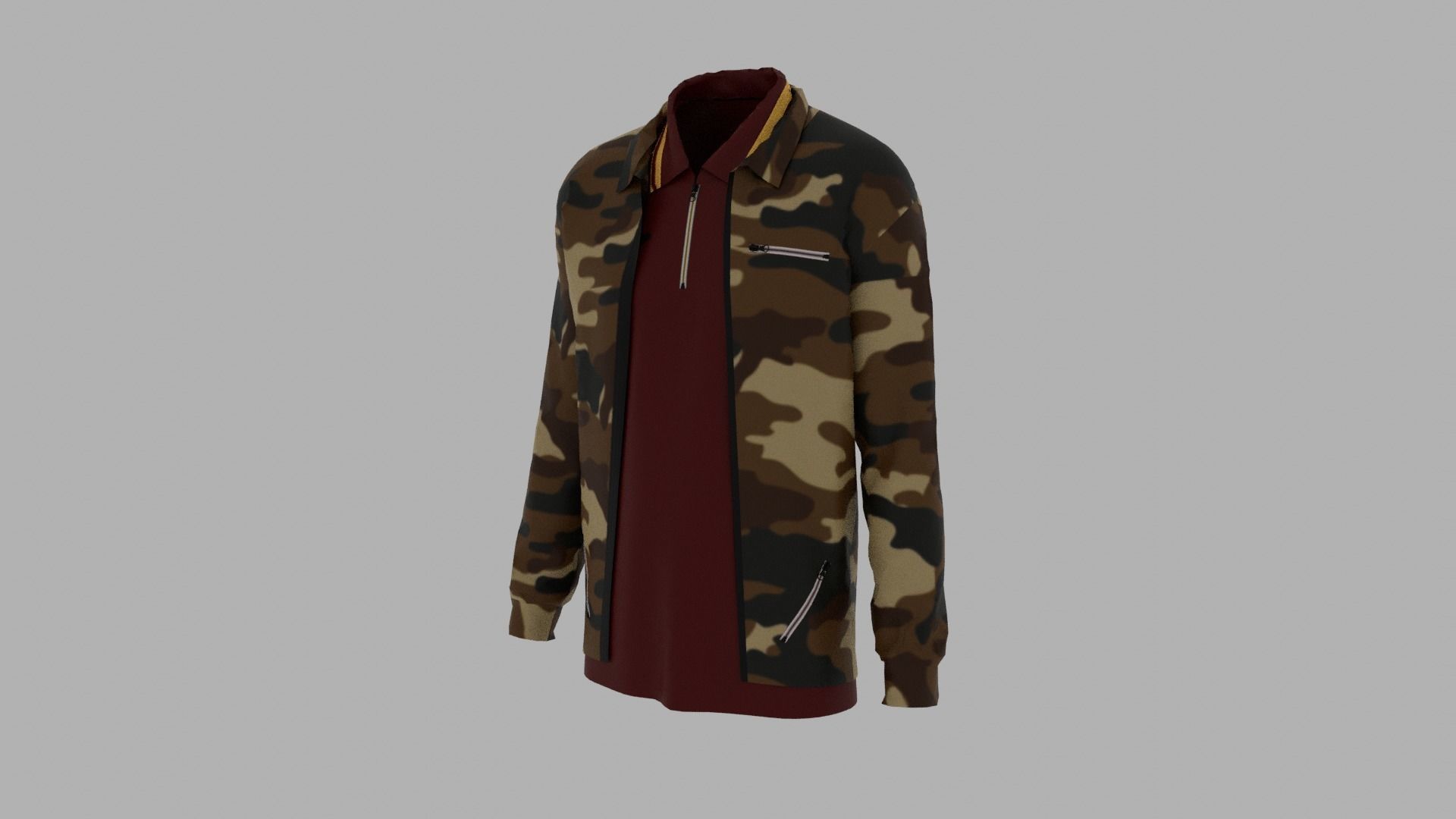 Jacket - T-shirt Low-poly 3D model_1