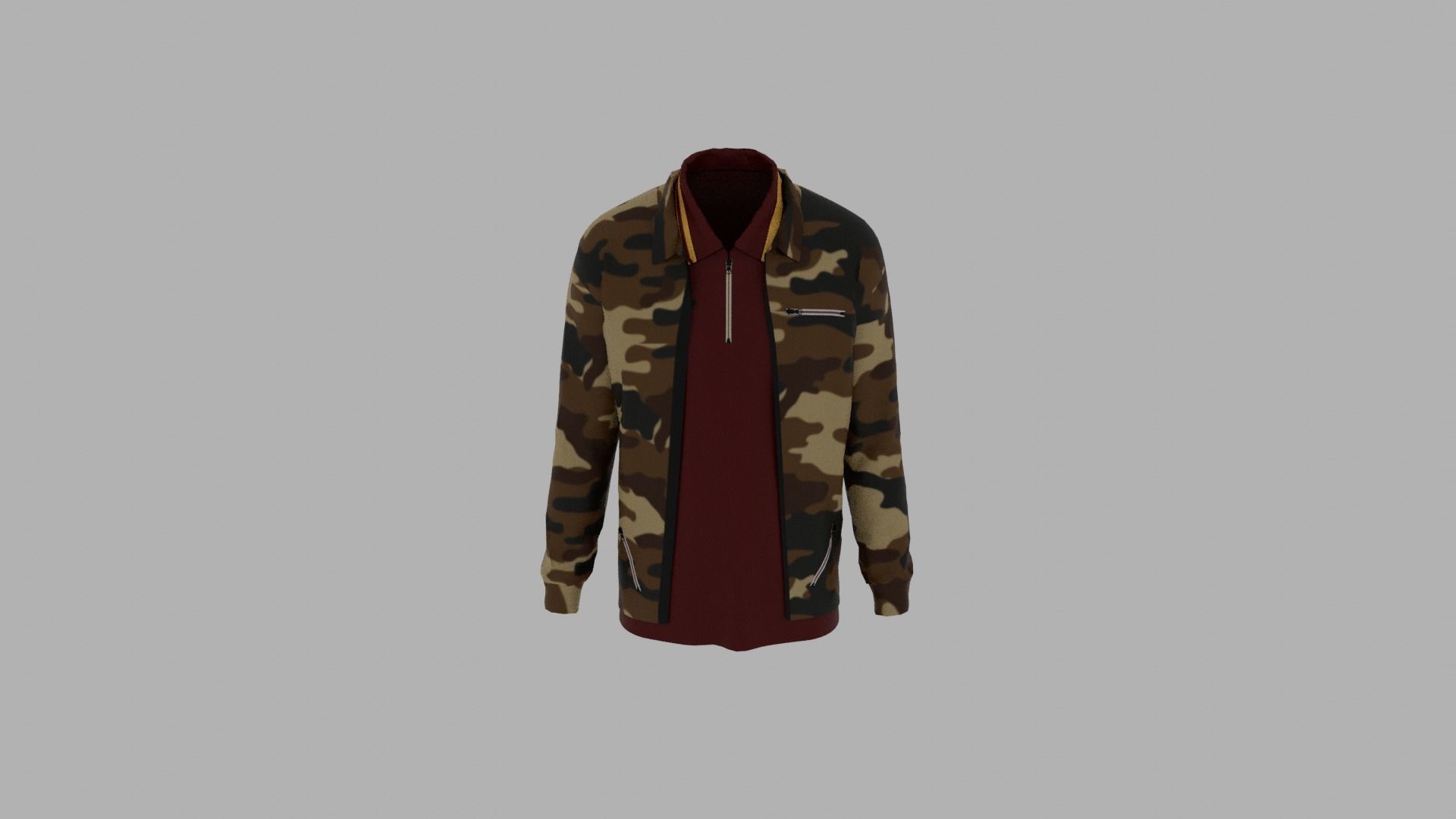 Jacket - T-shirt Low-poly 3D model_4