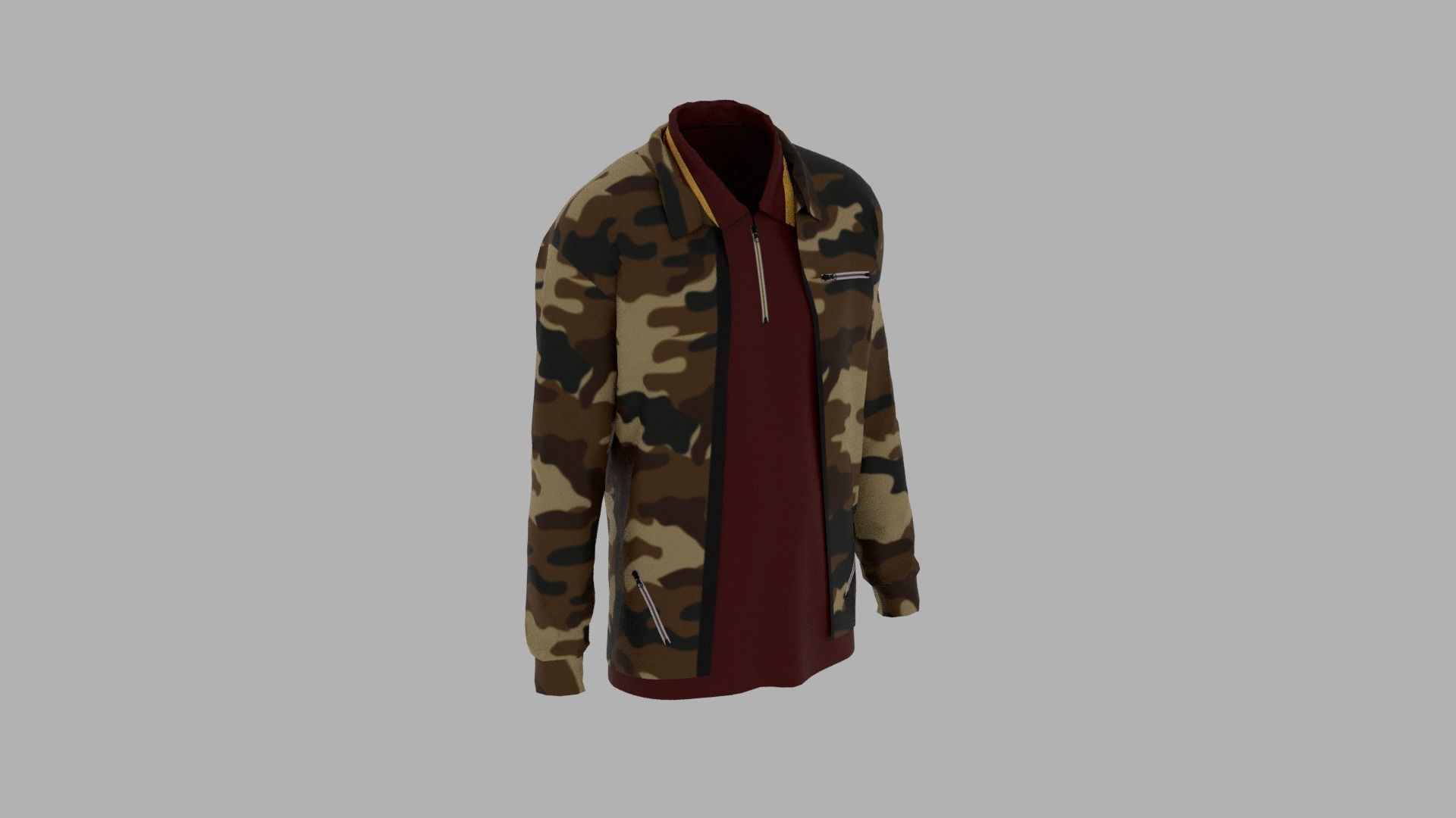 Jacket - T-shirt Low-poly 3D model_3