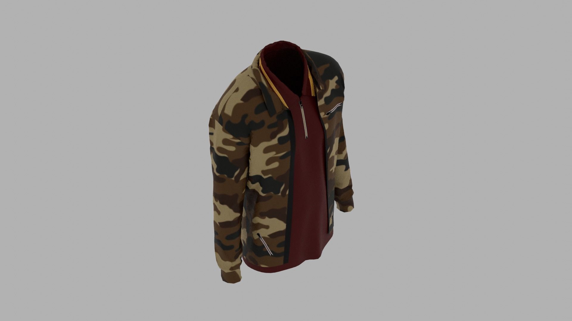 Jacket - T-shirt Low-poly 3D model_6