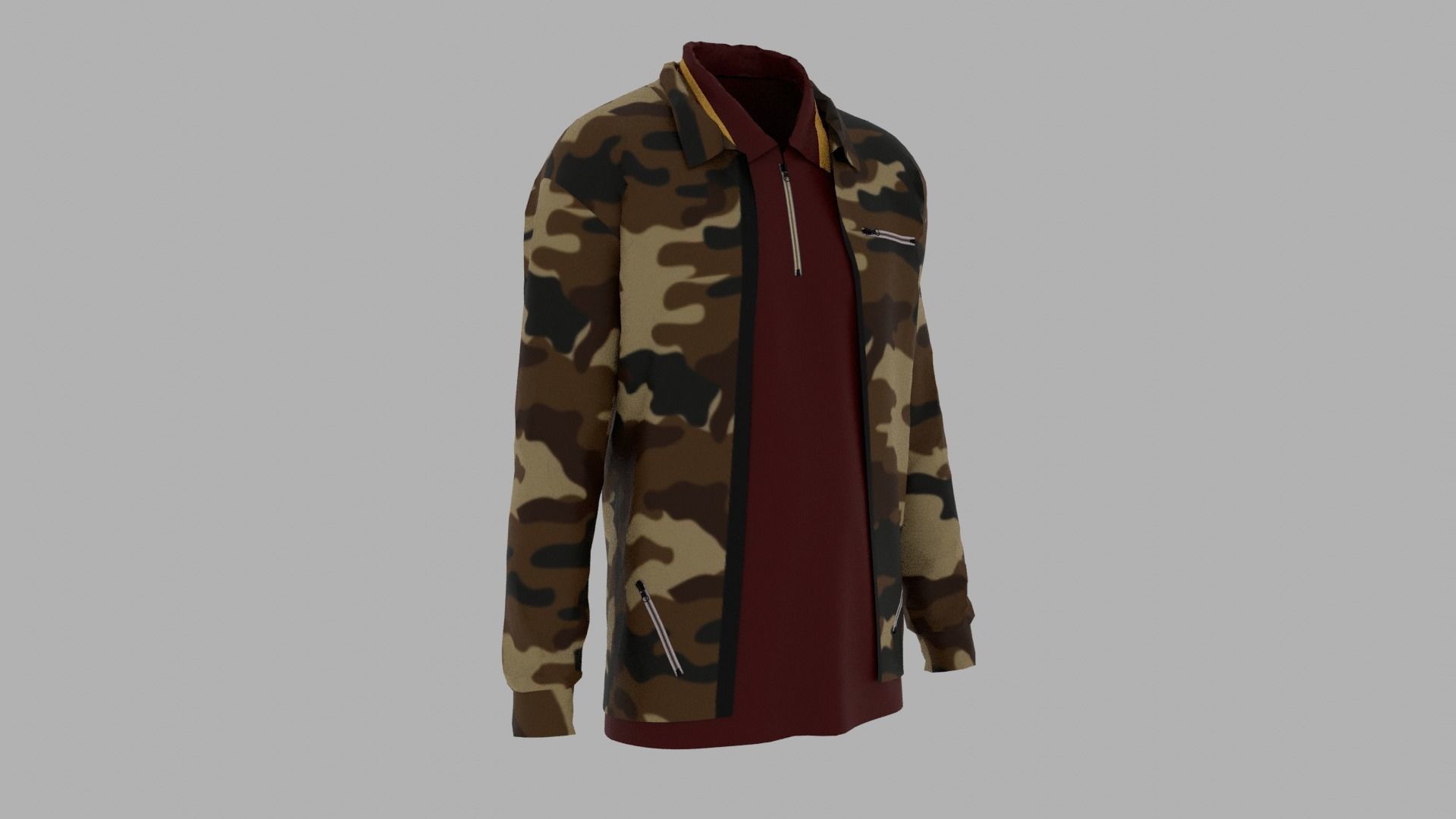 Jacket - T-shirt Low-poly 3D model_2