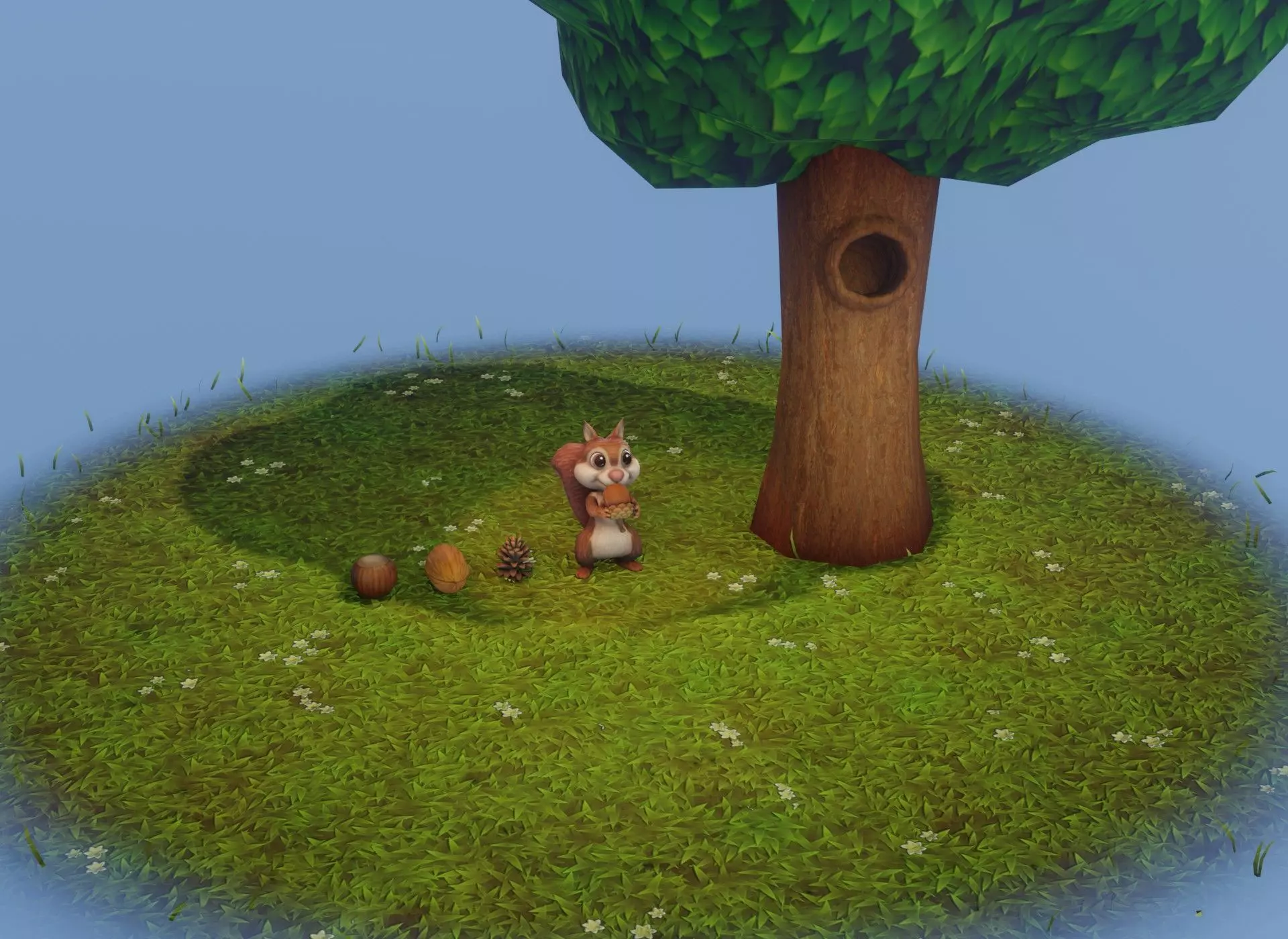 Cartoon Animated Squirrel with Props 3D Model Low-poly 3D model_0