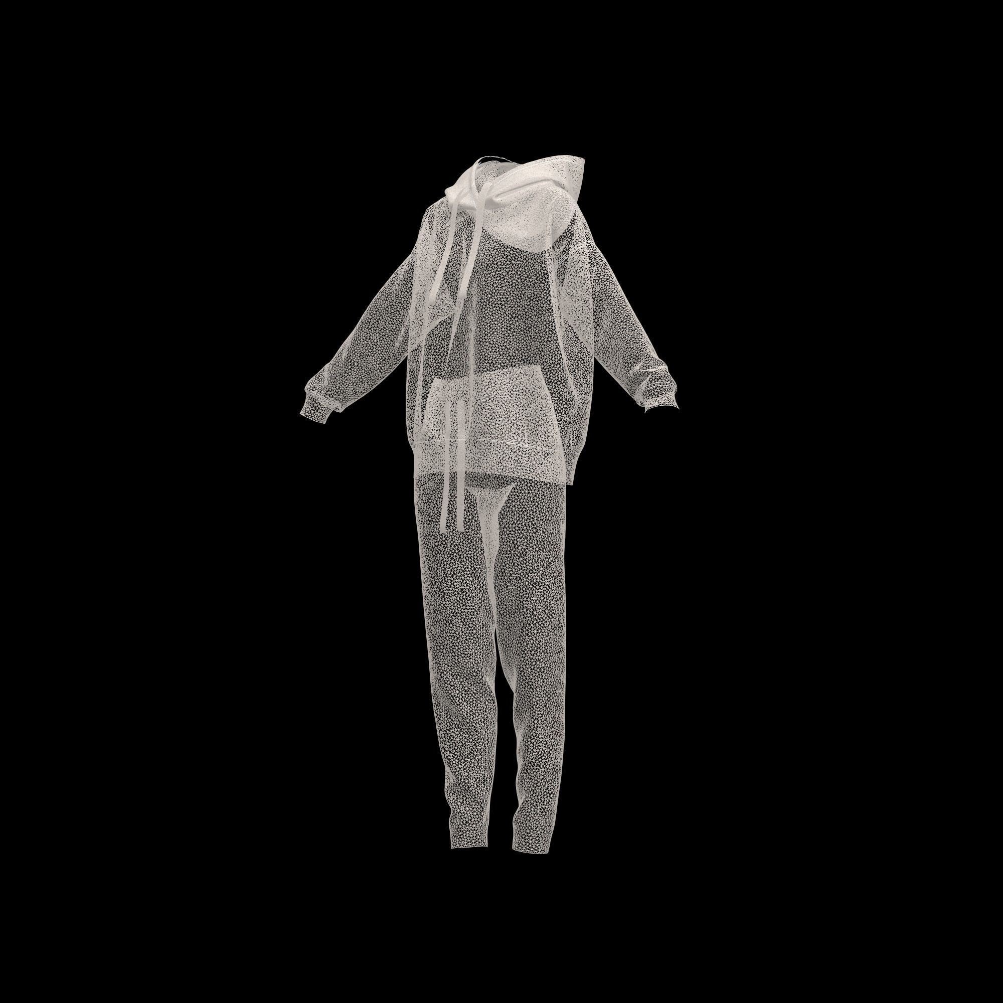 Women Tracksuit Ladies Hoodie Sweatpants Clo3d 3D model_7