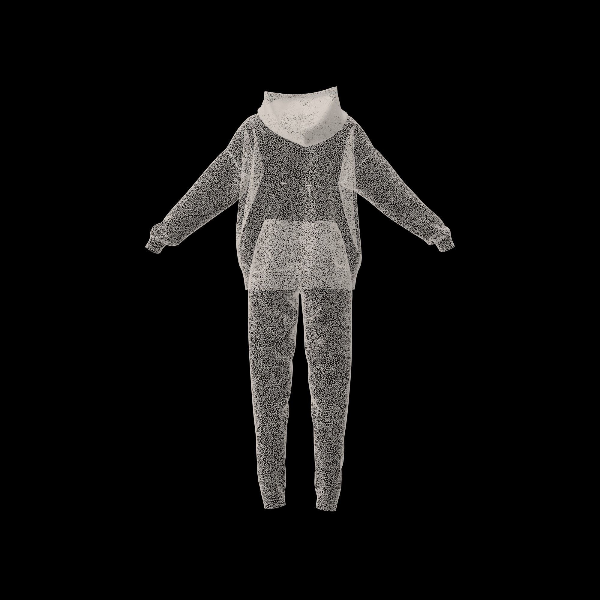 Women Tracksuit Ladies Hoodie Sweatpants Clo3d 3D model_5