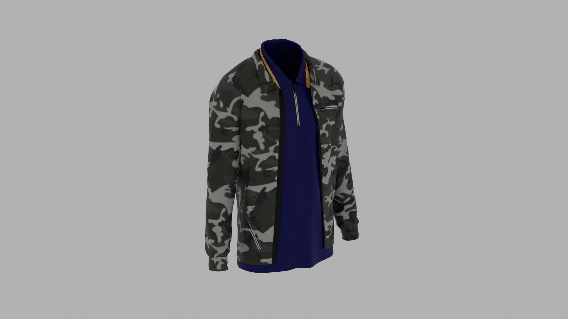 Jacket - T-shirt Low-poly 3D model_3
