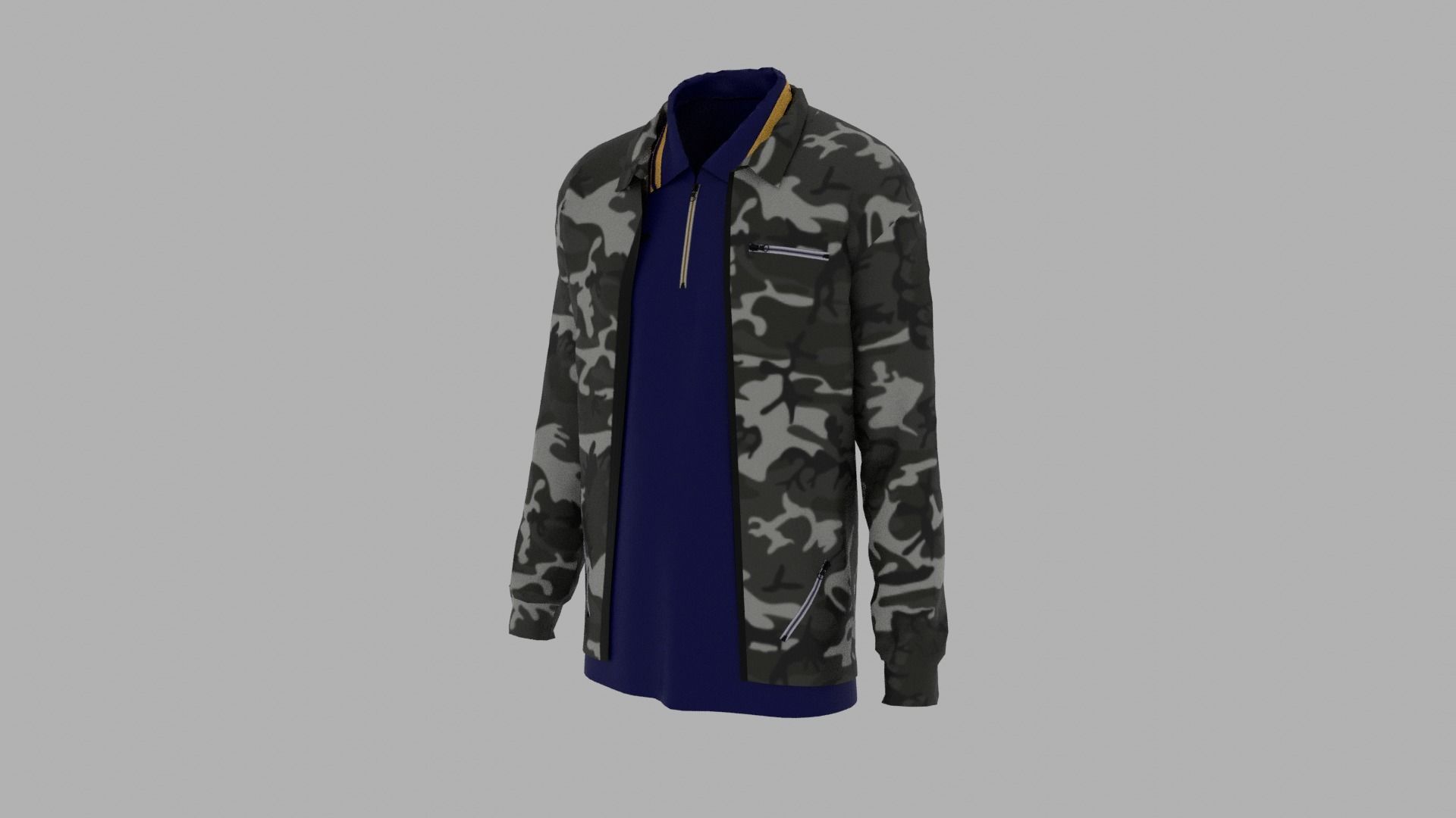 Jacket - T-shirt Low-poly 3D model_1