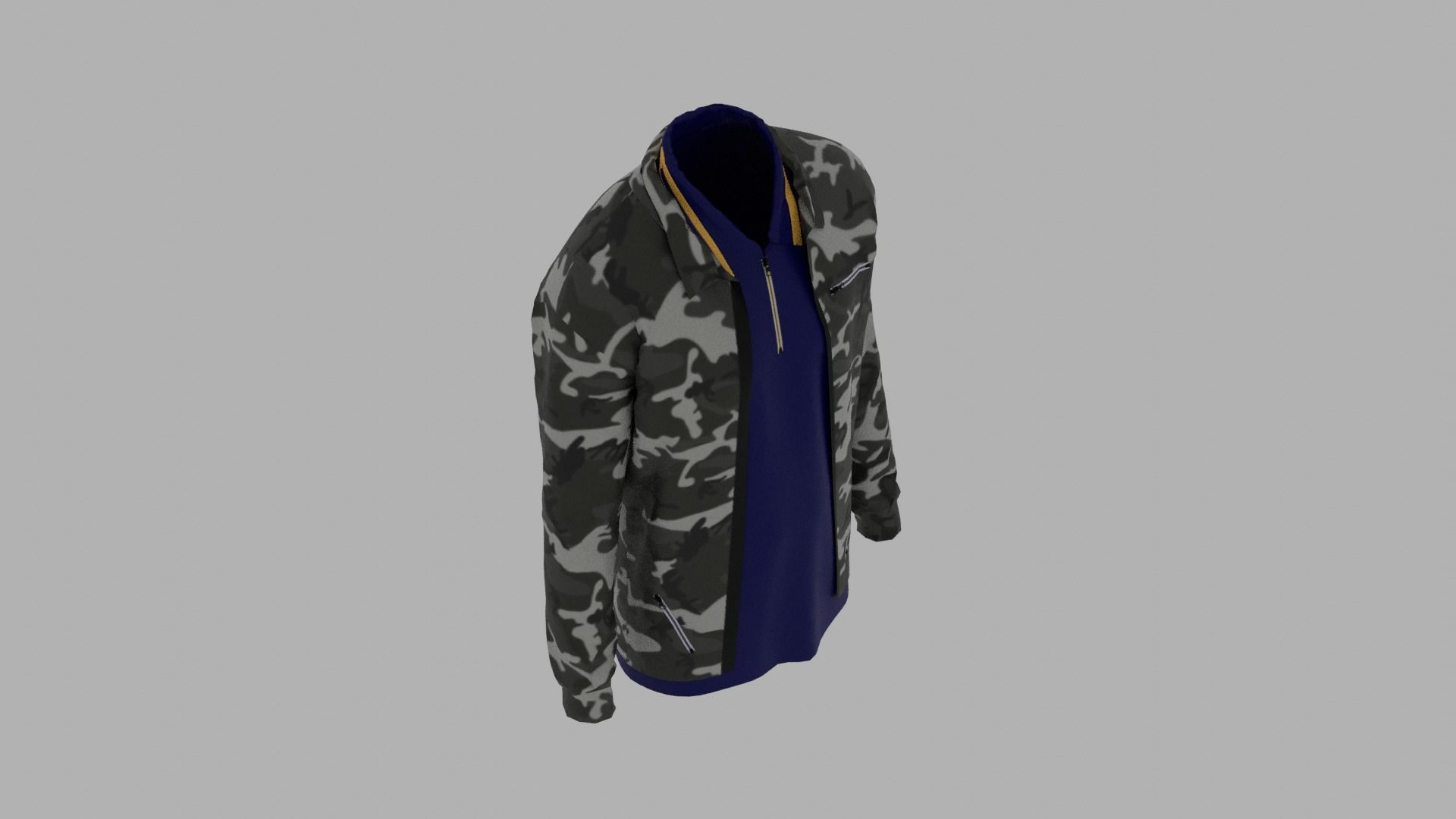 Jacket - T-shirt Low-poly 3D model_6
