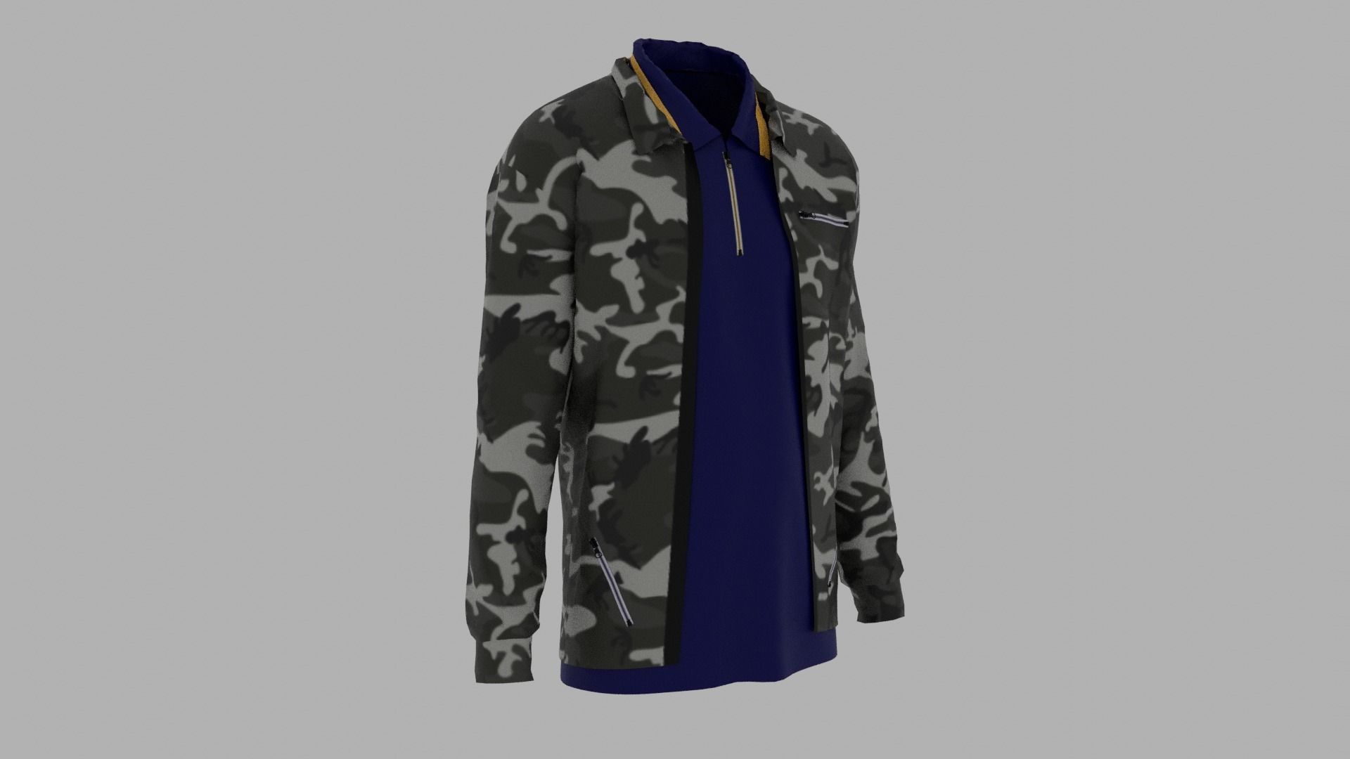 Jacket - T-shirt Low-poly 3D model_2