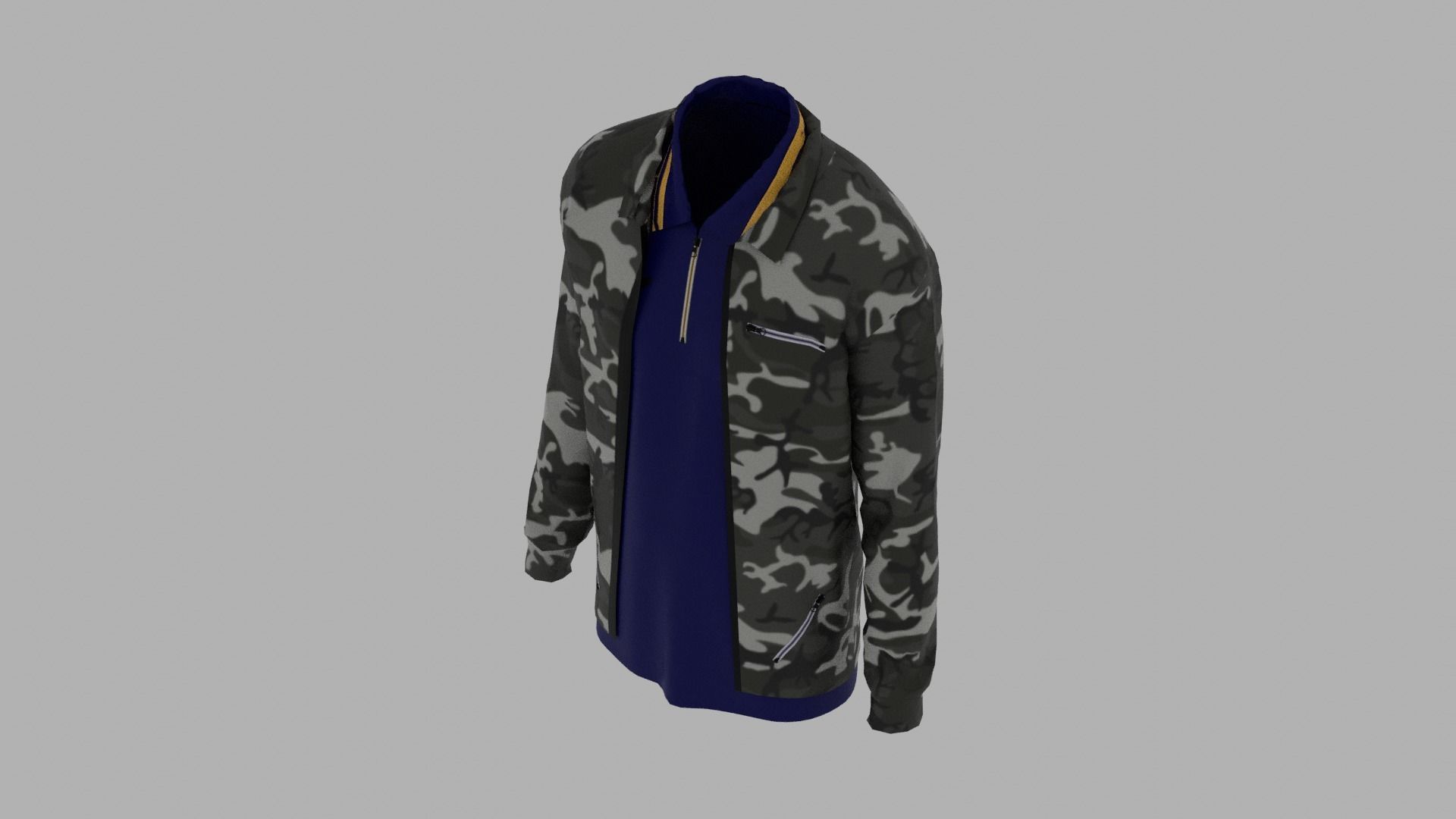 Jacket - T-shirt Low-poly 3D model_5