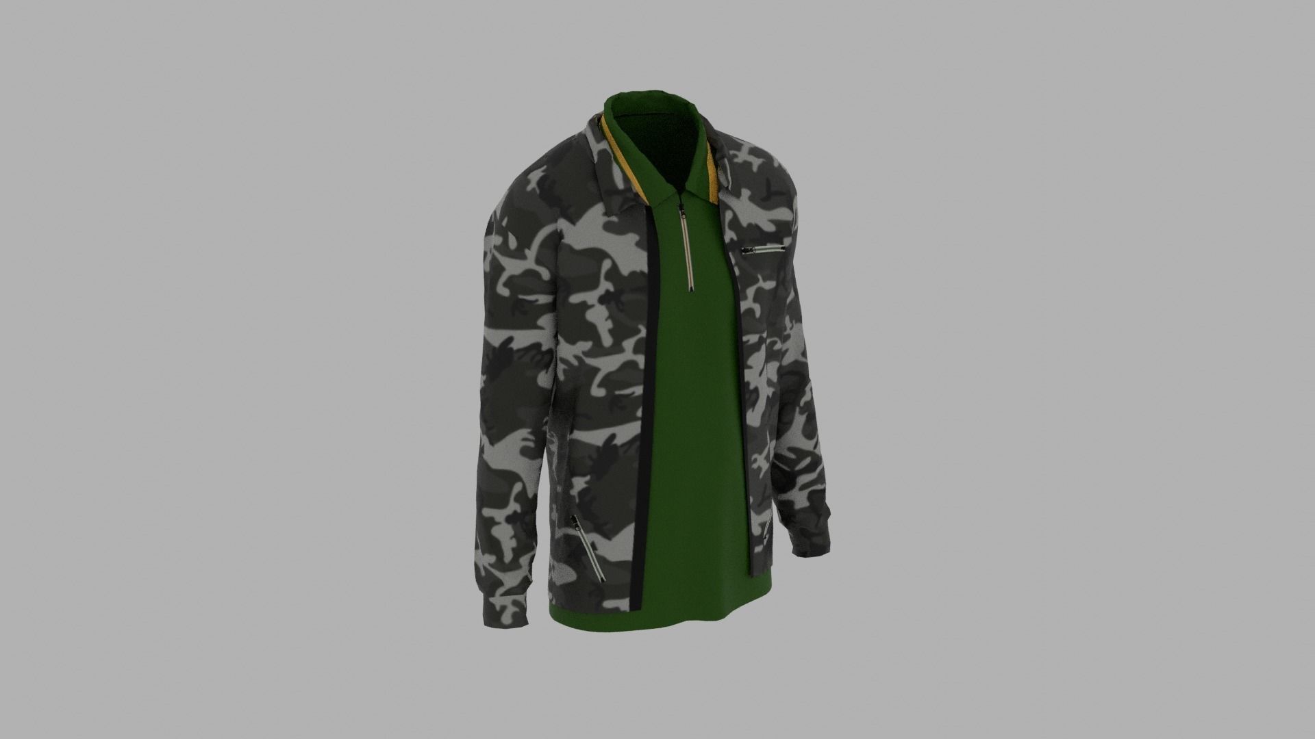 Jacket - T-shirt Low-poly 3D model_3